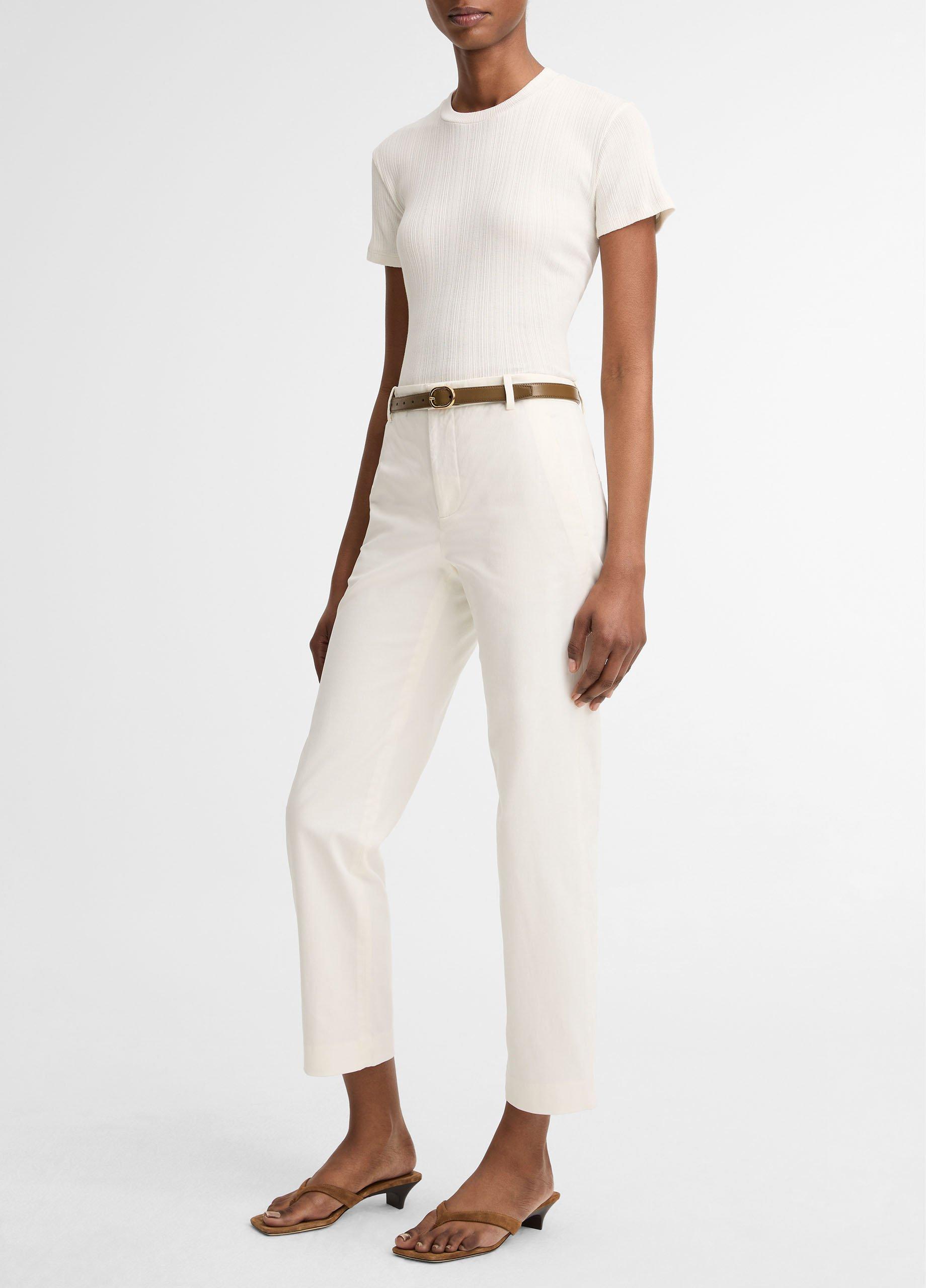Women's Avery Mid-Rise Italian Stretch-cotton Chino Pant, Off White, Size 4 Vince