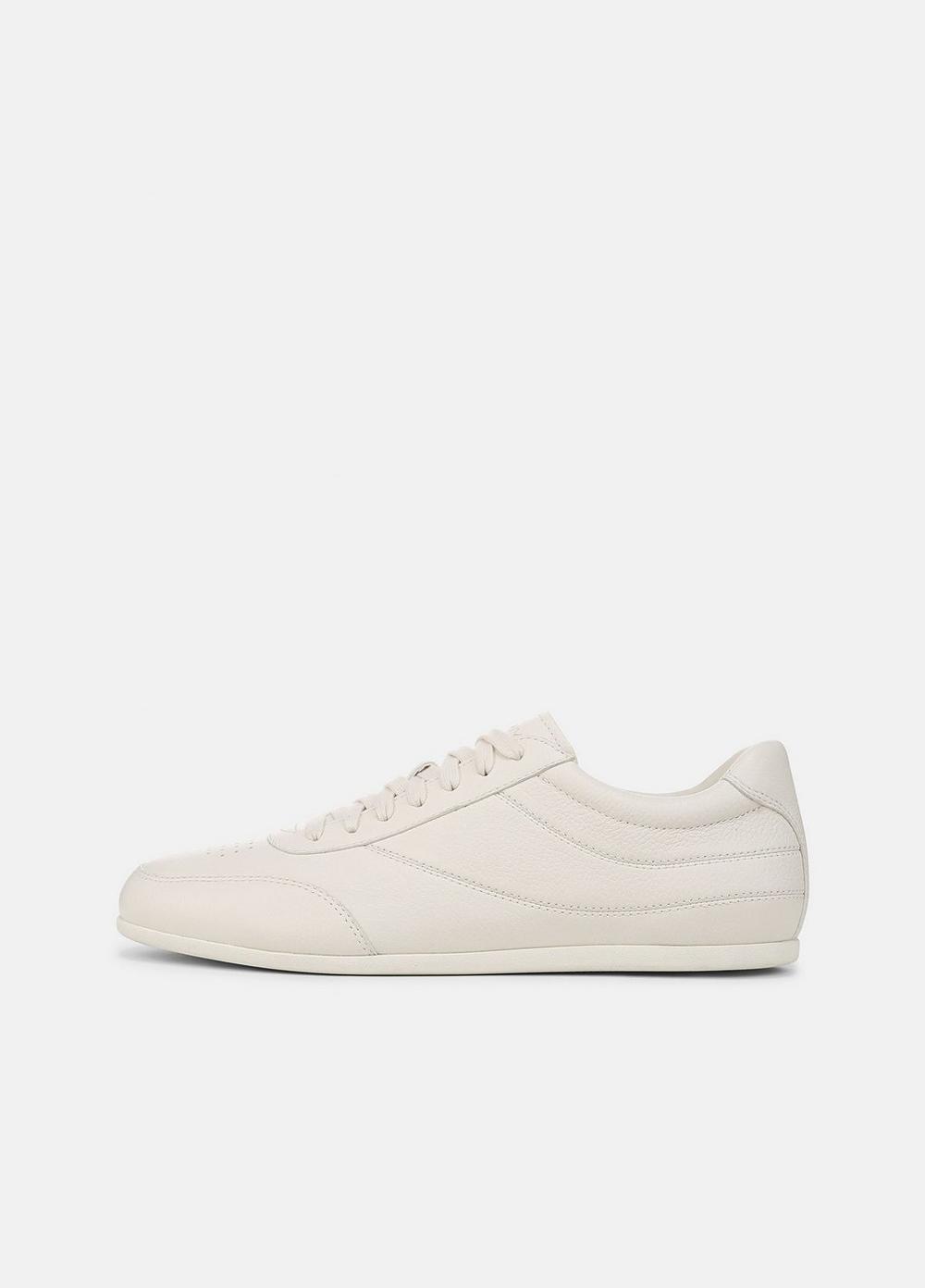 Men's Jet Leather Trainer, Pebble White, Size 7.5 Vince