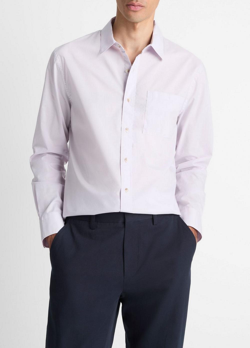 Men's Cotton Poplin Button-Front Shirt, Willow, Size XL Vince