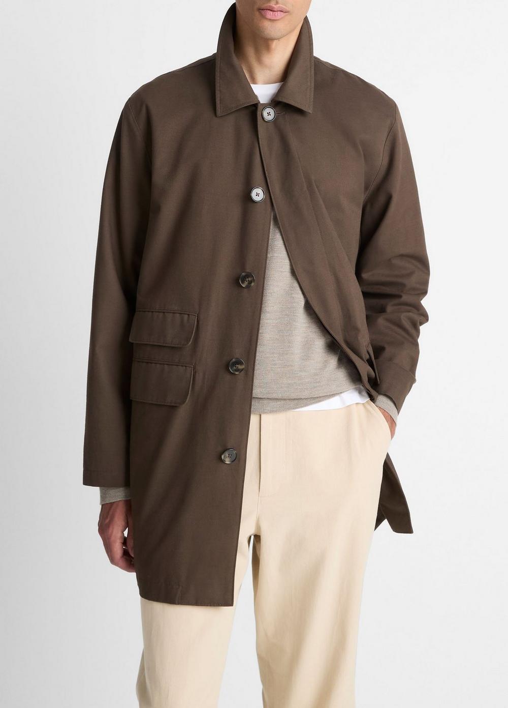 Men's Lightweight Italian Cotton Car Coat, Downtown, Size M Vince