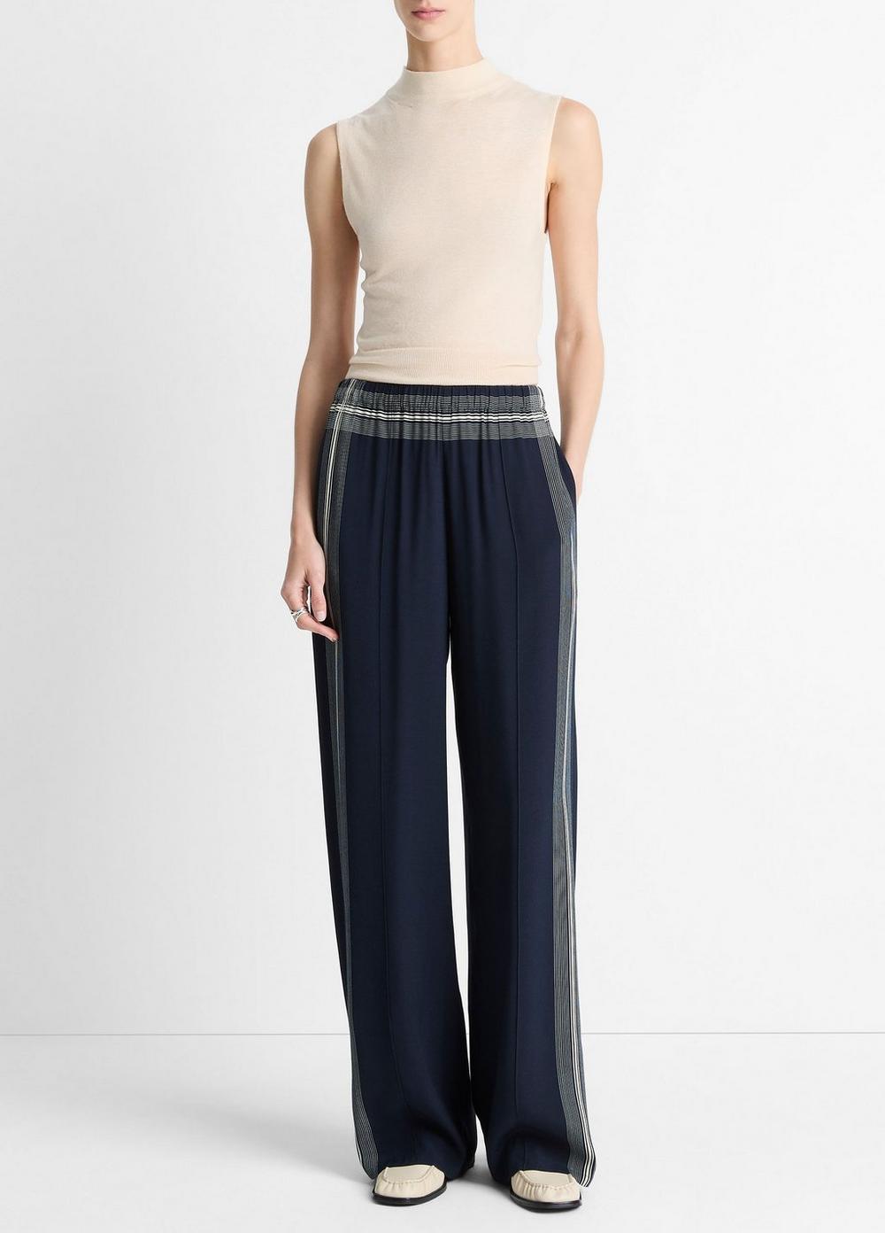 Women's Handkerchief-Stripe Pull-On Pant, Coastal Blue/pale Canyon, Size XL Vince