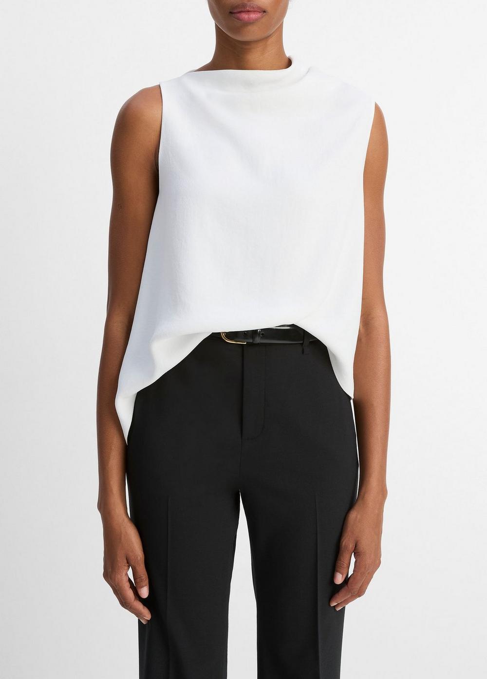 Women's Asymmetrical Draped A-line Top, Off White, Size M Vince