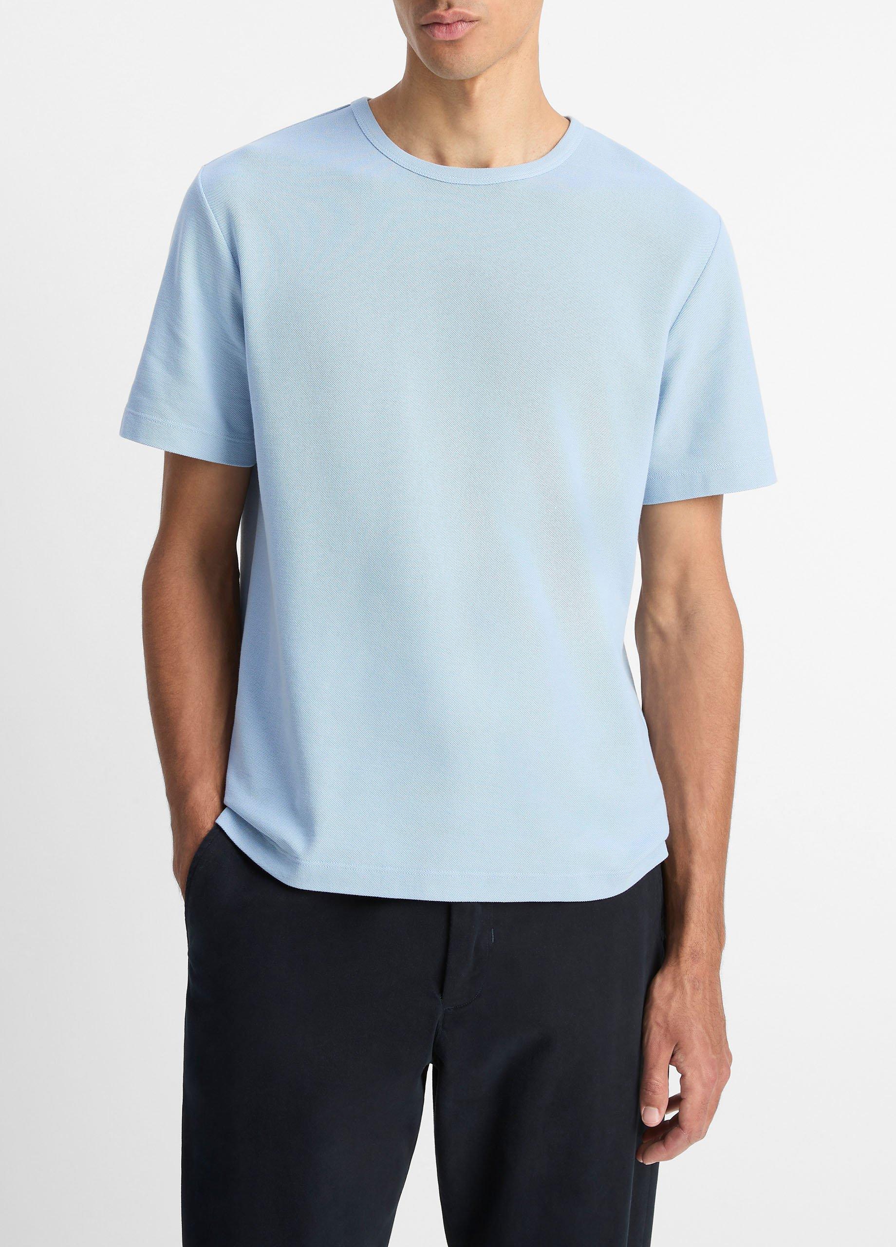 Men's Pima Cotton Piqué Crew Neck T-Shirt, California Rain, Size M Vince