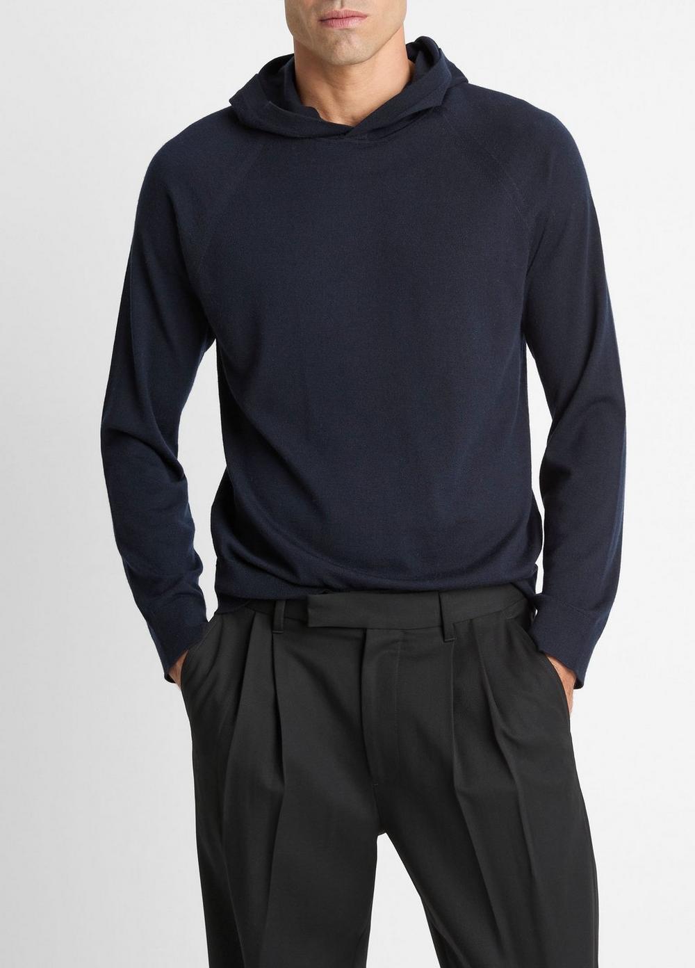 Men's Featherweight Merino Wool-Cashmere Hoodie, Coastal Blue, Size XS Vince