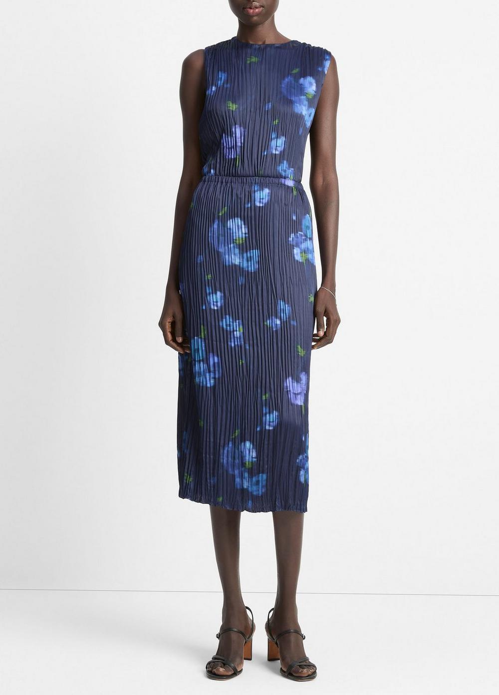 Women's Poppy Blur Crushed Satin Column Skirt, Midnight, Size XS Vince
