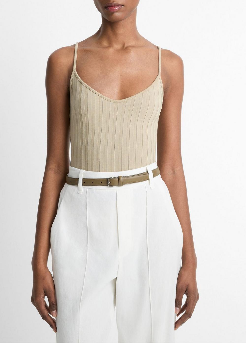 Women's Ribbed V-Neck Camisole, Mojave, Size L Vince