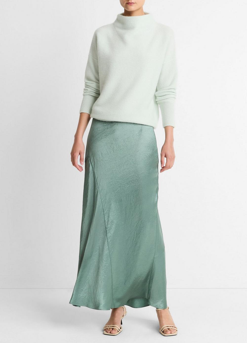 Women's Paneled Satin Bias Skirt, Deep Patina, Size XL Vince