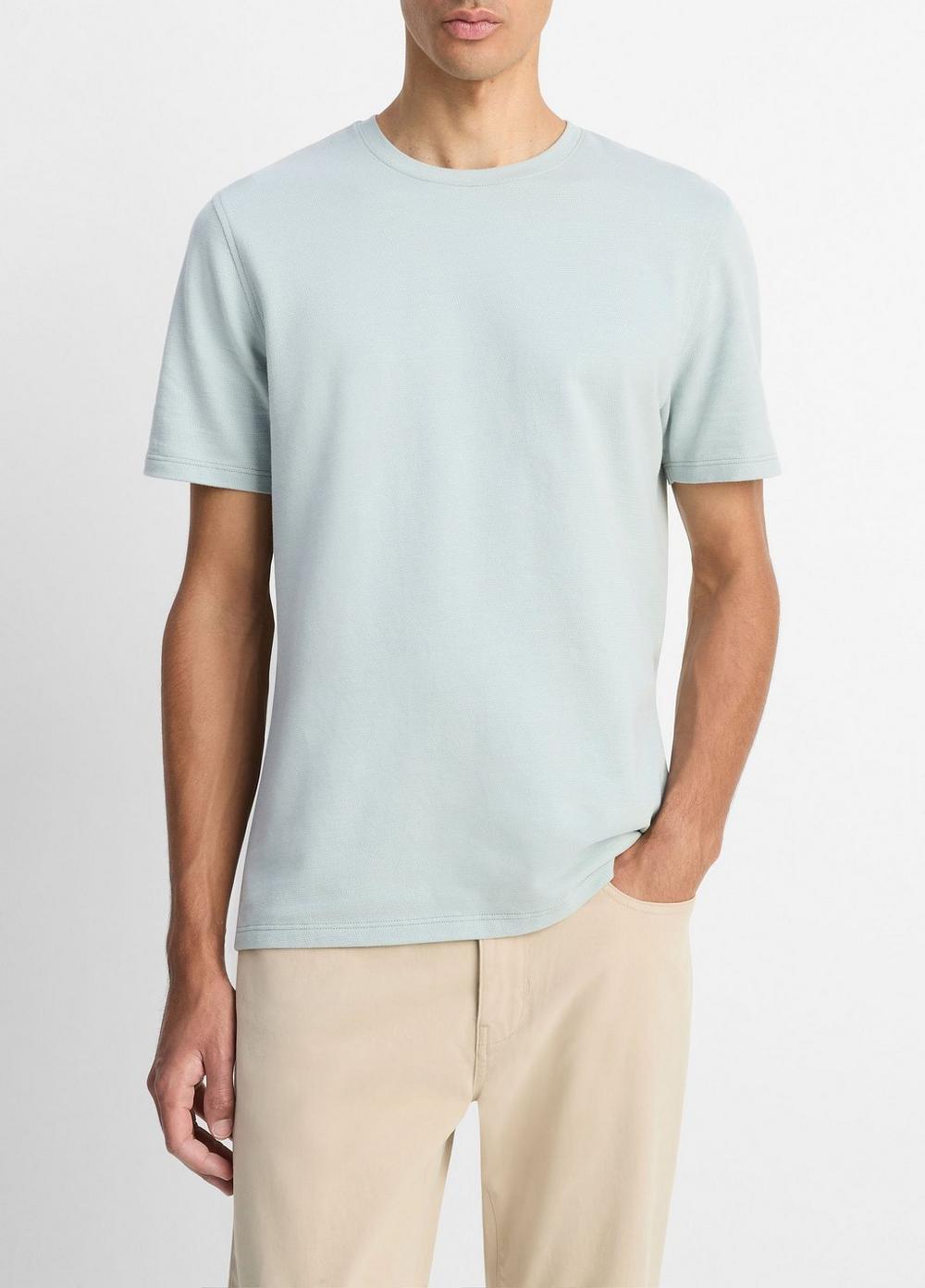 Men's Birdseye Jacquard Pima Cotton T-Shirt, Skylight/natural, Size XL Vince