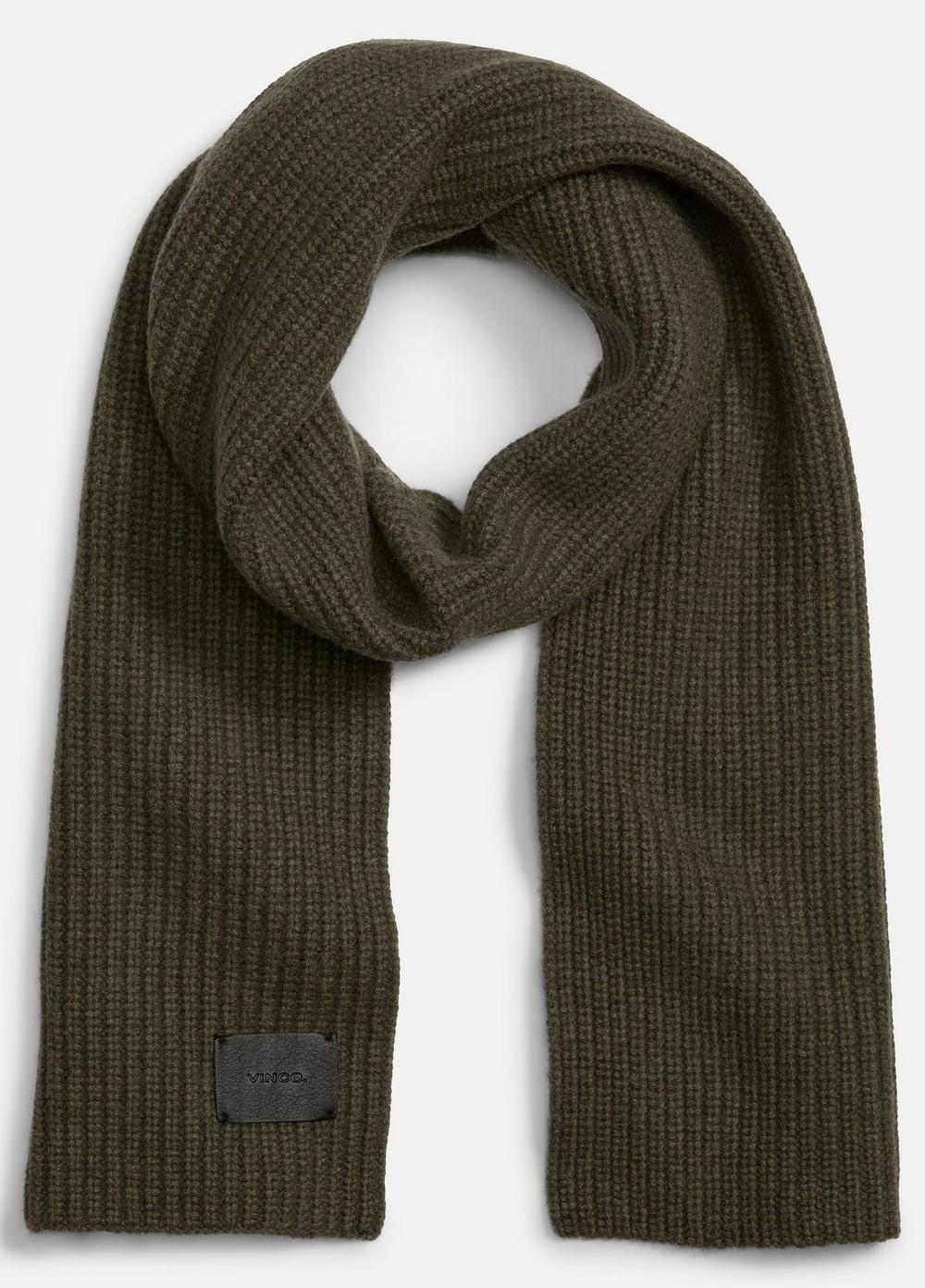 Men's Cashmere Shaker-stitch Scarf, Heather Olive Vince