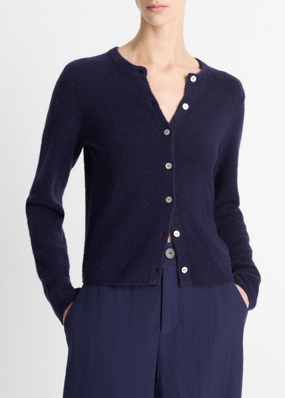 Women's Silk & Cashmere-Blend Bouclé Cardigan, Twilight, Size XXS Vince
