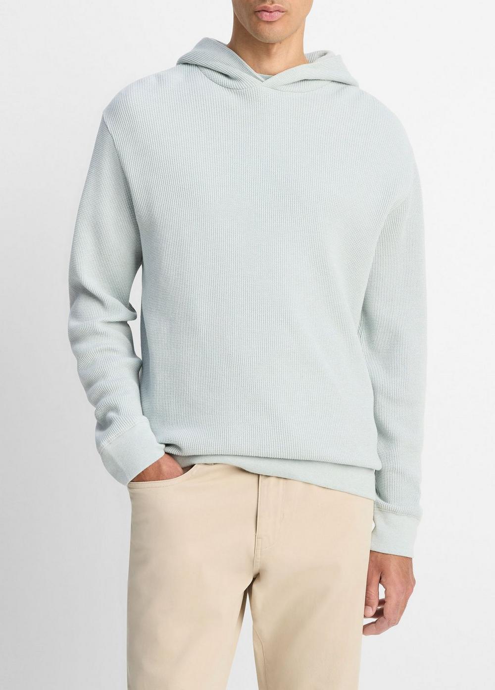 Men's Mouliné Pima Cotton Thermal Hoodie, Skylight/off White, Size S Vince