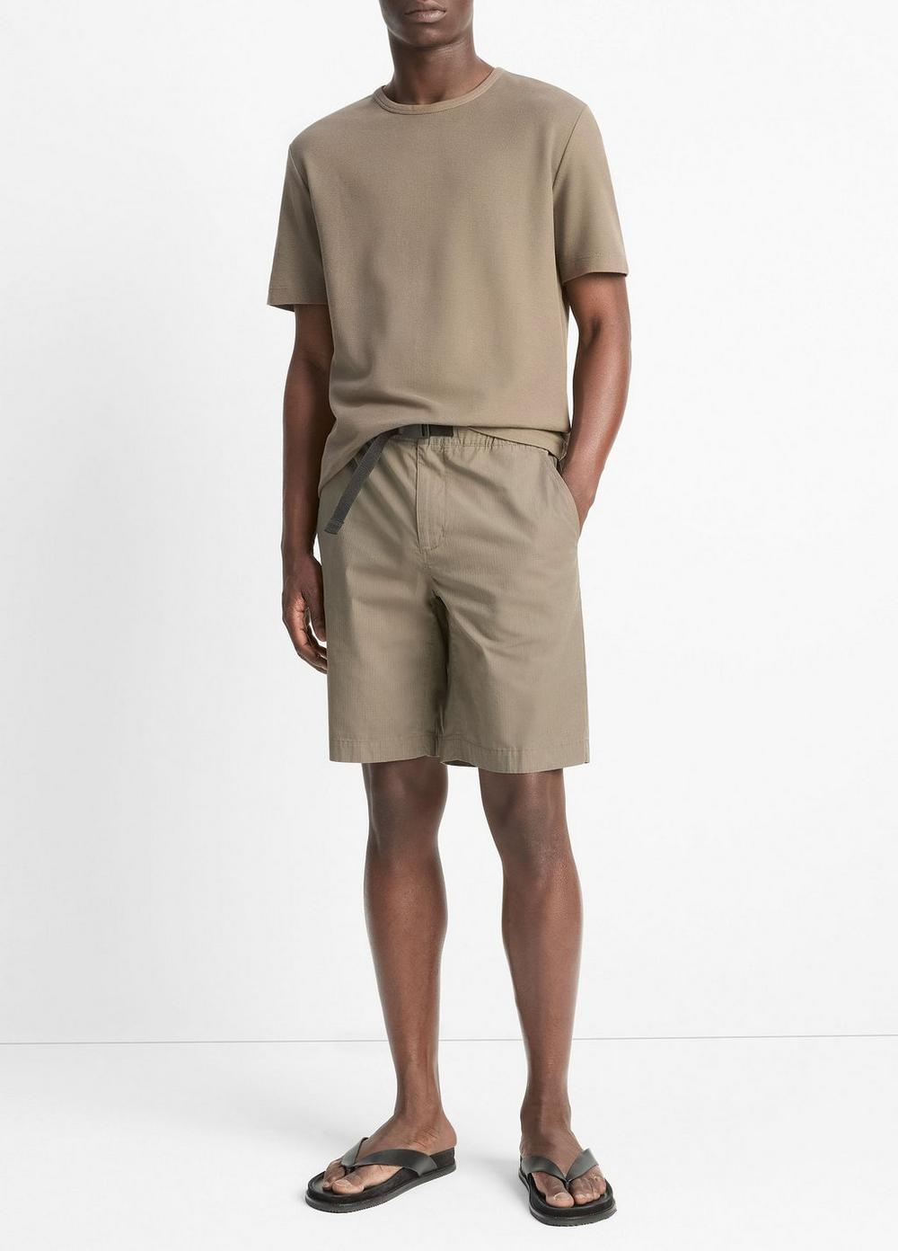 Men's Italian Cotton Ripstop Belted Short, Dome, Size M Vince