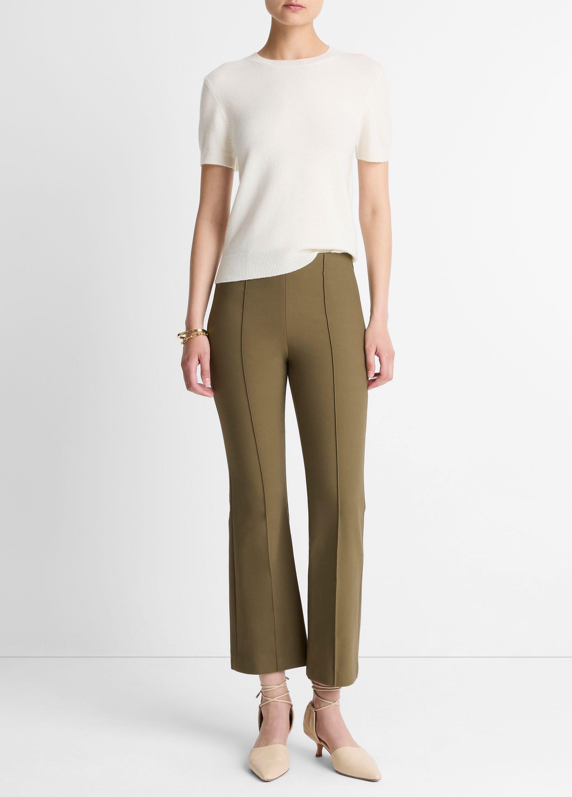 Women's Niki Mid-Rise Pintuck Crop Flare Pant, Cypress, Size S Vince