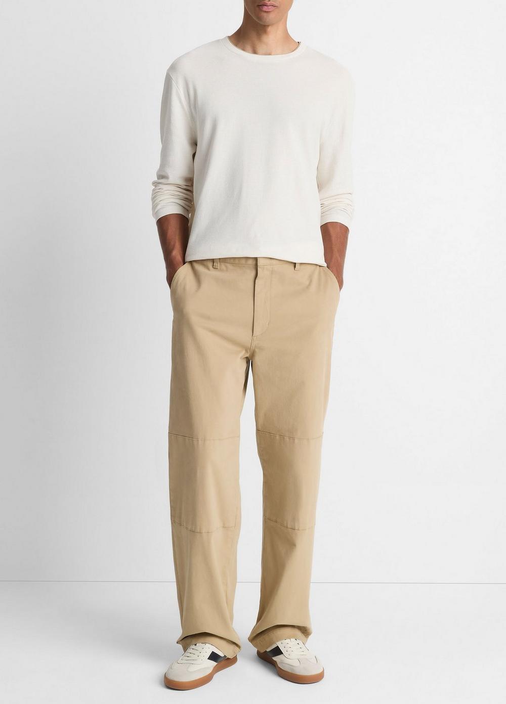 Men's Relaxed Italian Peached Stretch-cotton Double-knee Pant, Terrapin, Size 36 Vince