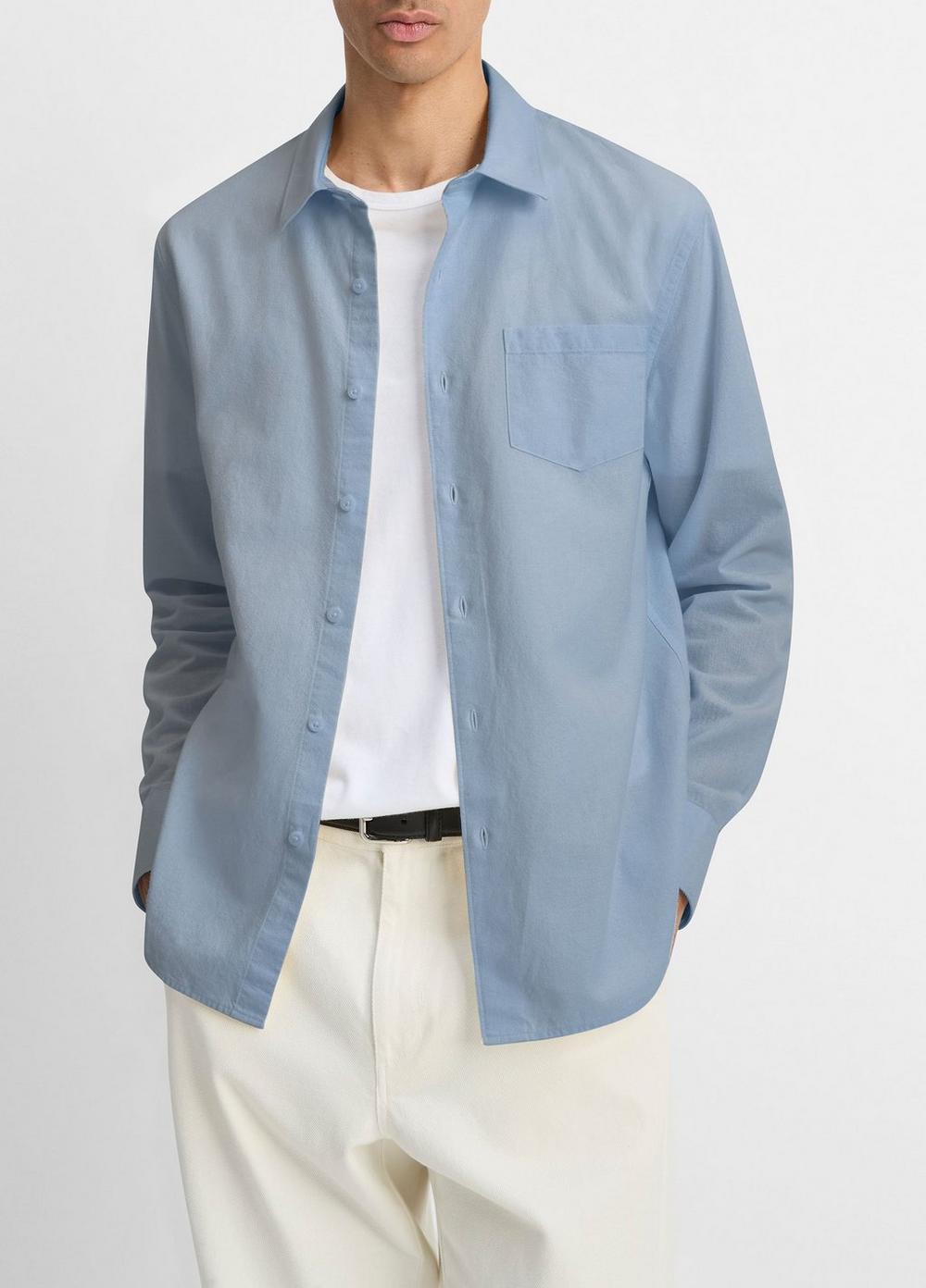 Men's Cotton Chambray Button-Front Shirt, California Rain, Size XS Vince