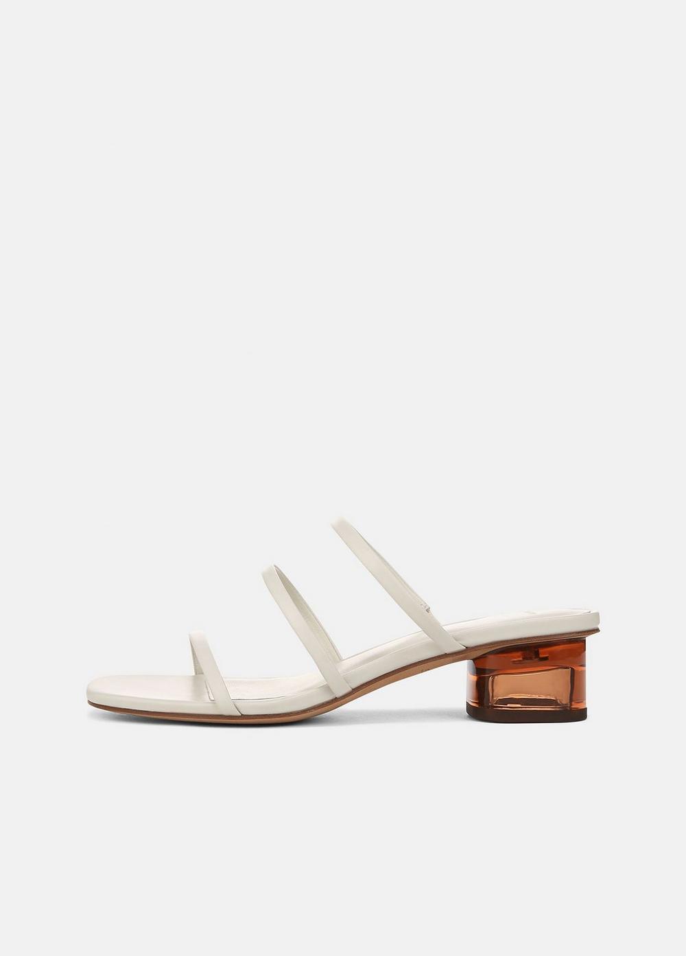 Women's Palm Springs Leather Heeled Sandal, White Stone, Size 5.5 Vince