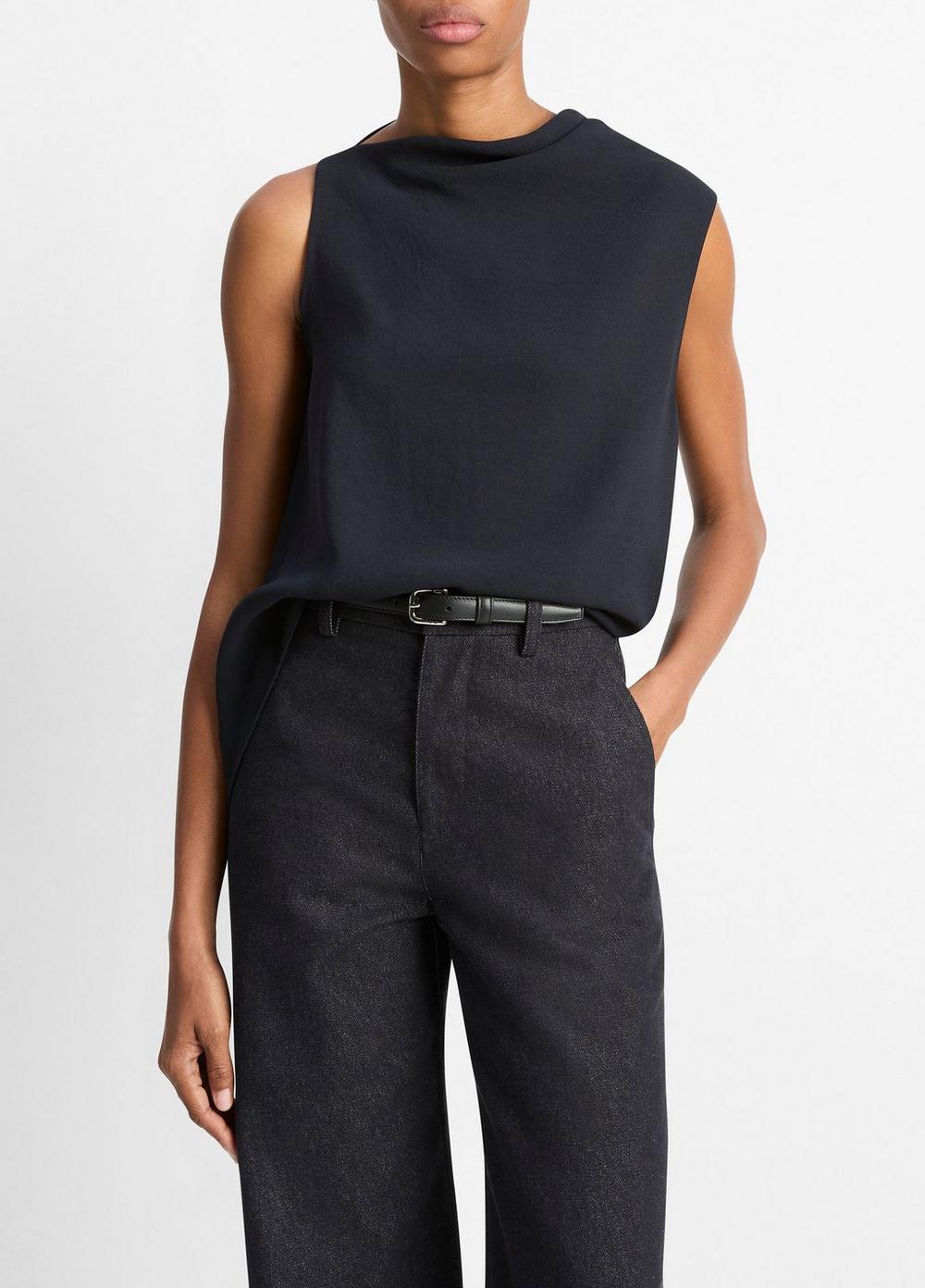 Women's Asymmetrical Draped A-line Top, Coastal Blue, Size XL Vince by Vince