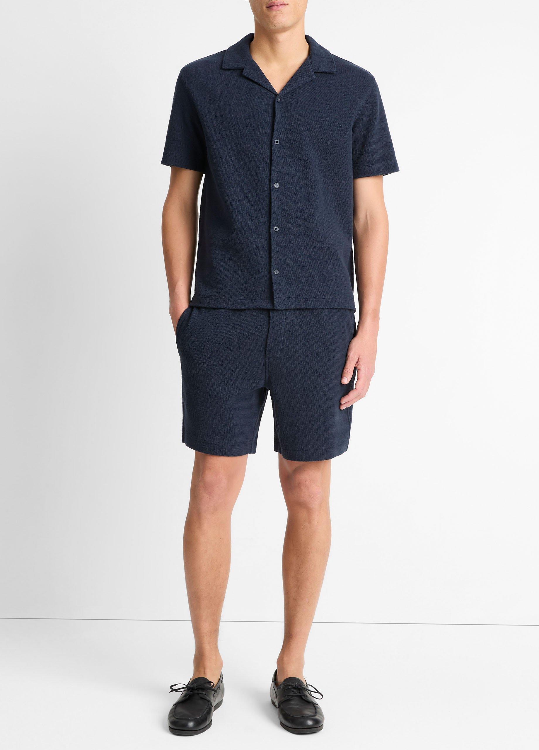 Men's Cotton Bouclé Pull-On Short, Coastal Blue, Size XL Vince