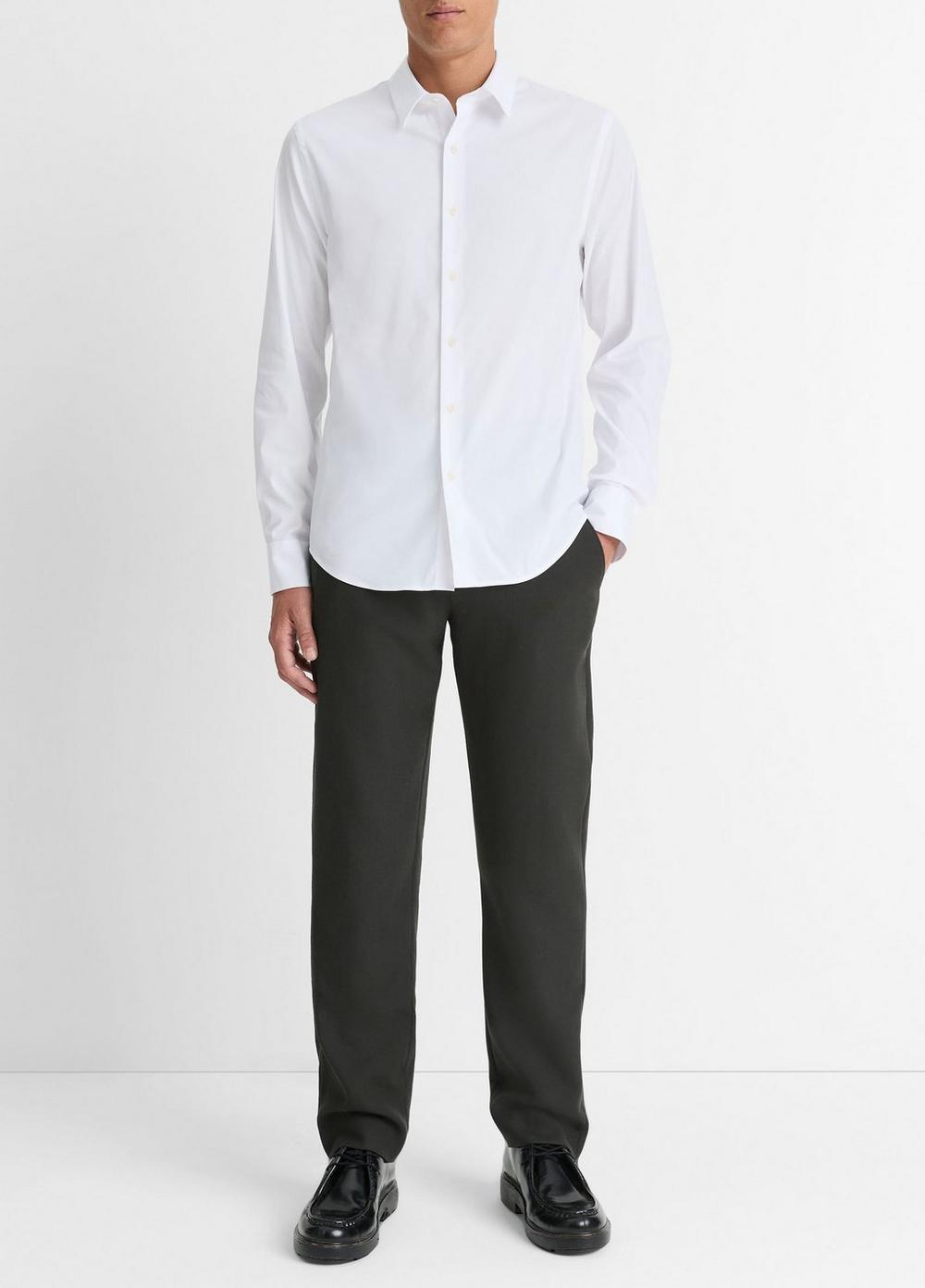 Men's Stretch-cotton Poplin Shirt, White, Size M Vince
