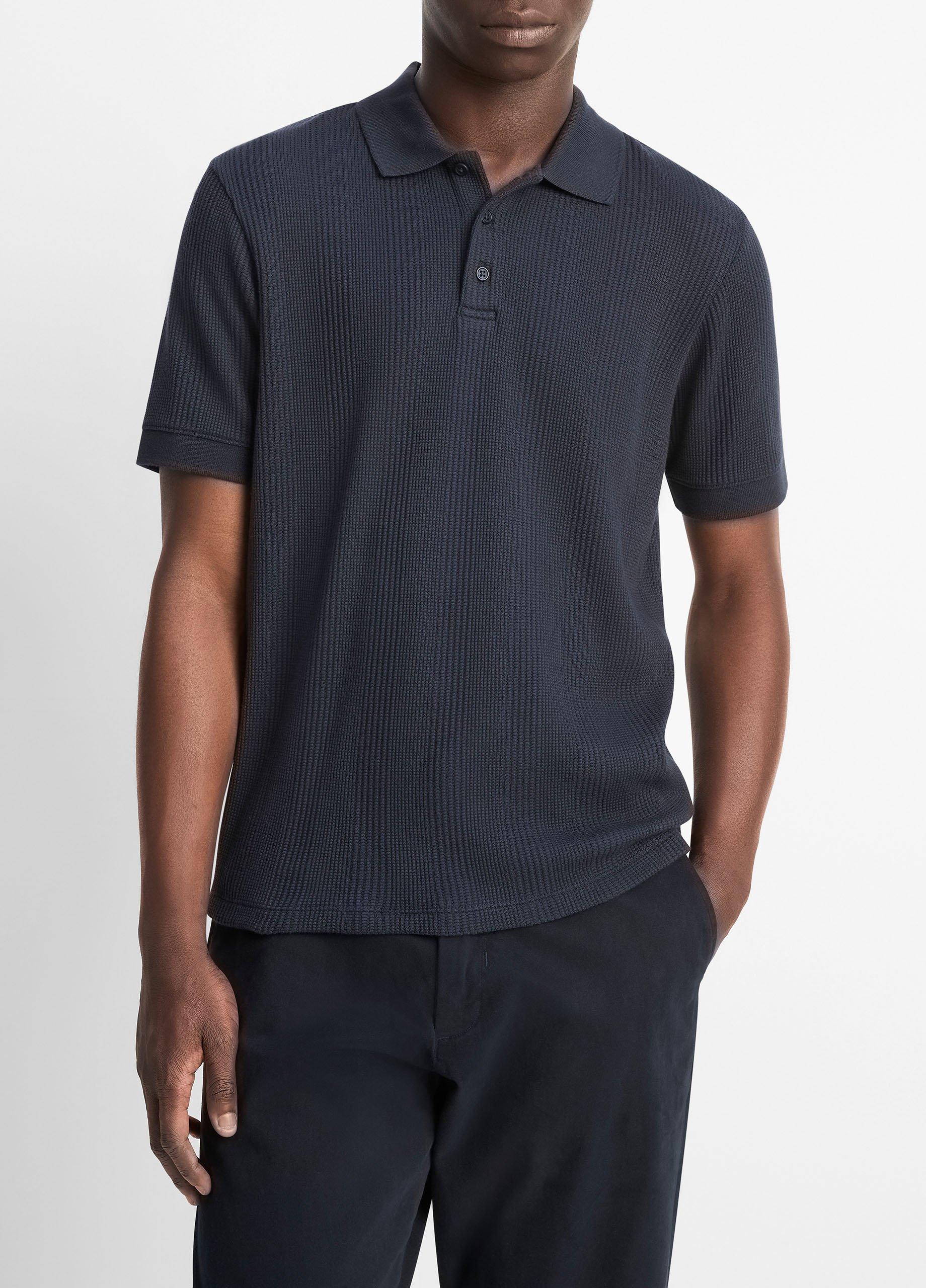 Men's Variegated Pima Cotton Polo Shirt, Coastal Blue, Size XXL Vince