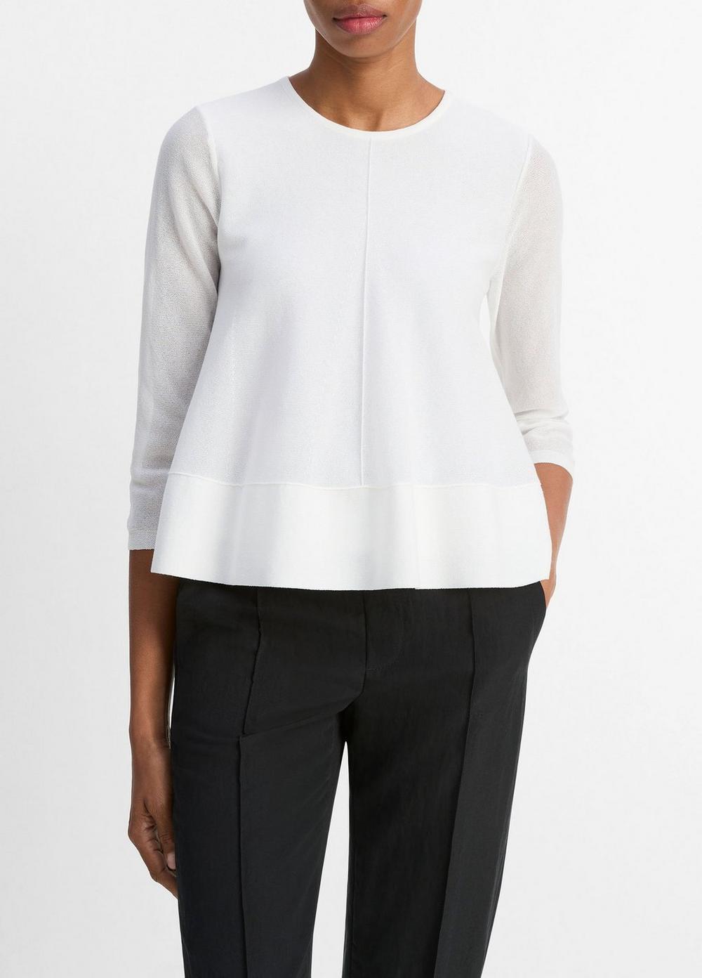 Women's Italian Cotton-Blend A-line Sweater, Optic White, Size XXS Vince