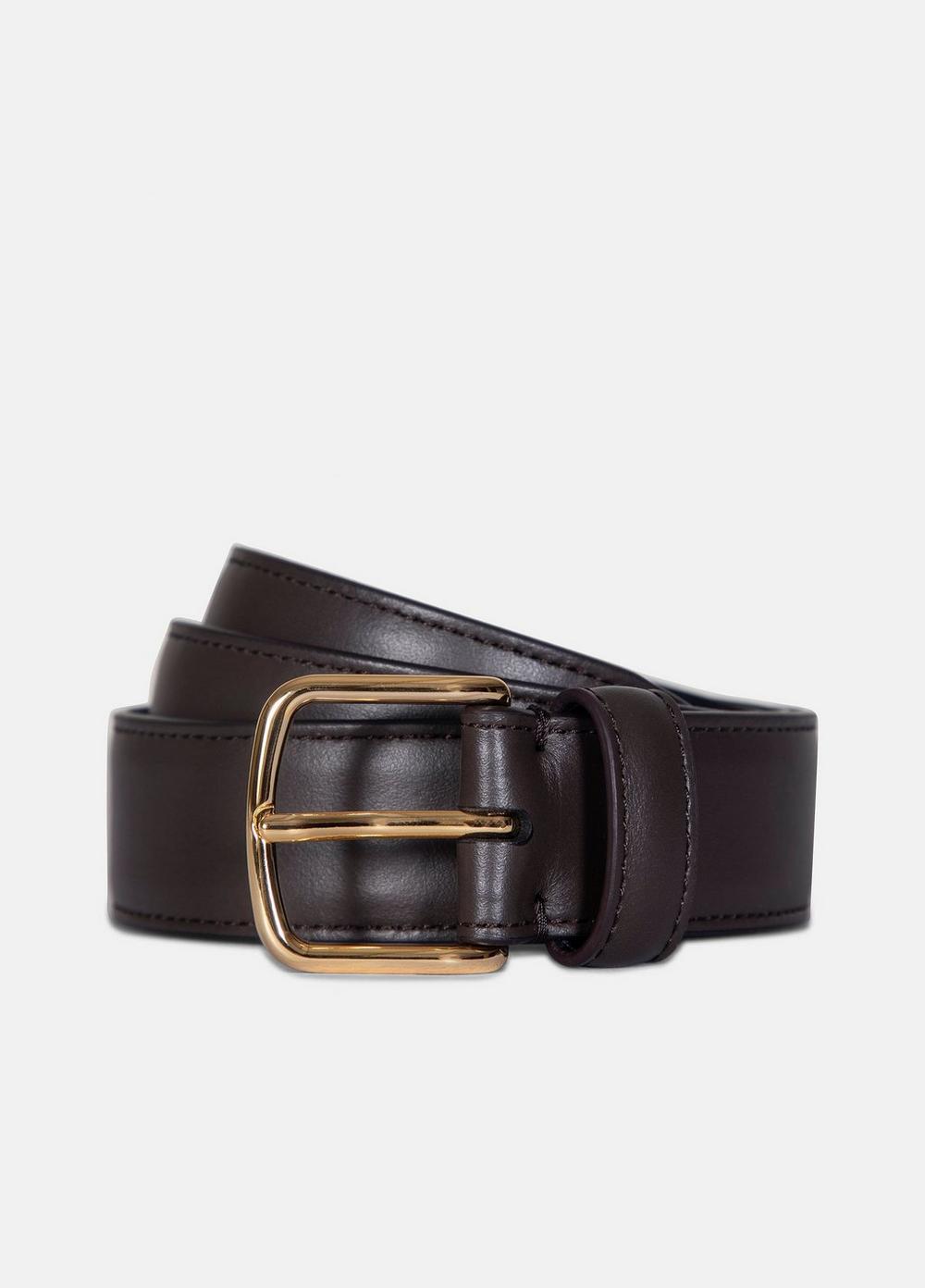 Women's Women's 32mm Stitched Leather Belt, Cacao Brown, Size S Vince