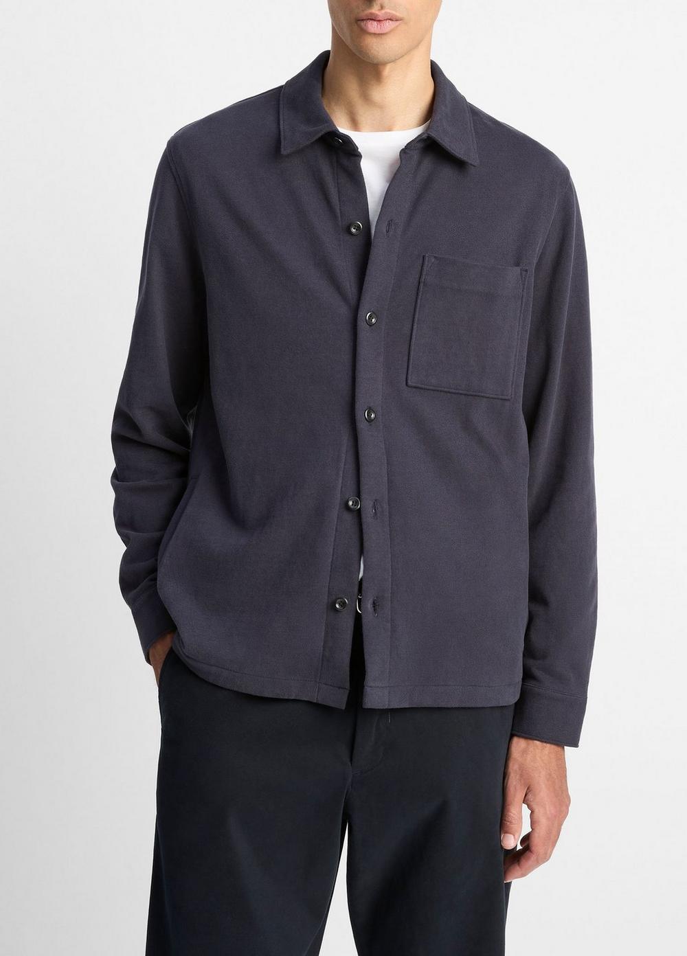 Men's Heavy Sueded Cotton Shirt Jacket, Coastal Blue, Size M Vince