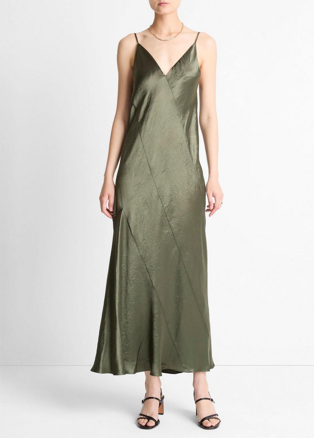 Women's Paneled Satin Bias Slip Dress, Herba, Size XS Vince