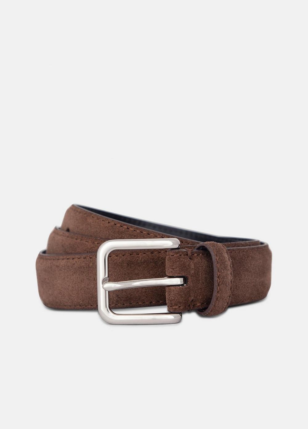 Men's Men's 30mm Stitched Suede Belt, Chocolate, Size 34 Vince