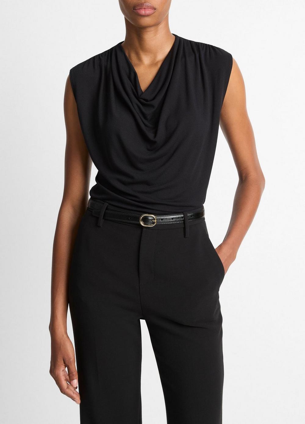 Women's Jersey Draped Cowl-Neck Top, Black, Size XL Vince