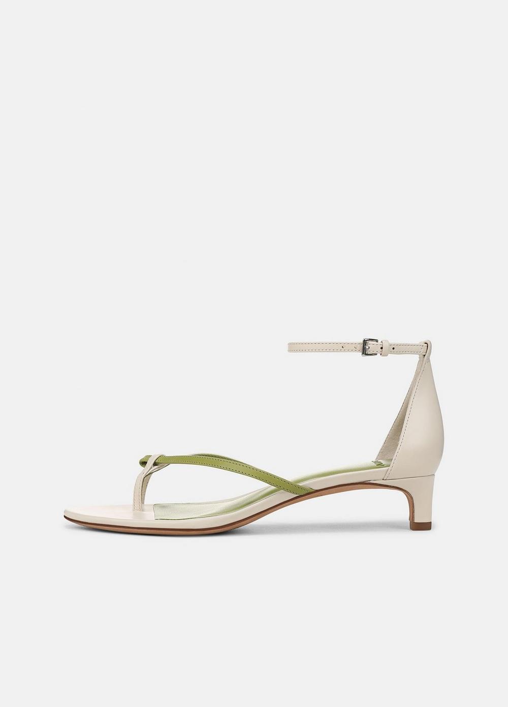 Women's Siri Leather Heeled Sandal, Flax/herbaria, Size 6 Vince