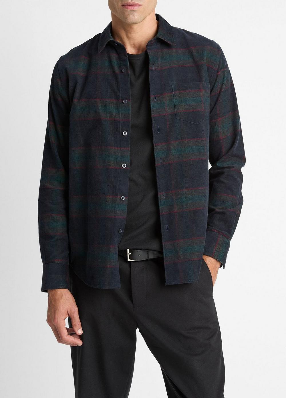 Men's Holme Plaid Cotton Button-Front Shirt, Coastal Combo, Size XS Vince