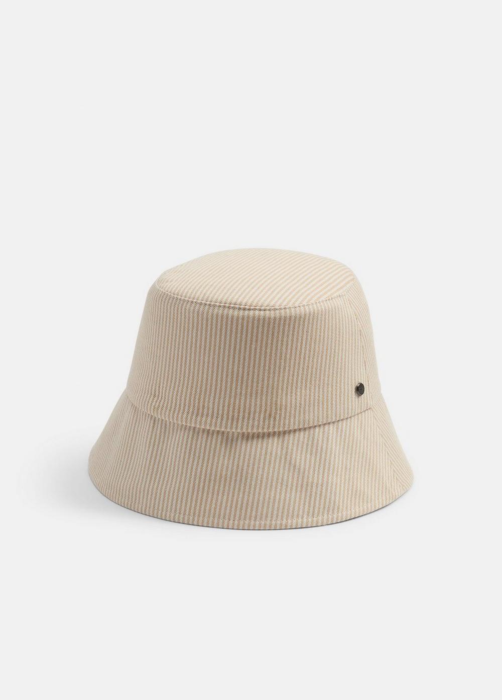 Women's Stripe Cotton Canvas Bucket Hat, Tusk, Size S/M Vince by Vince