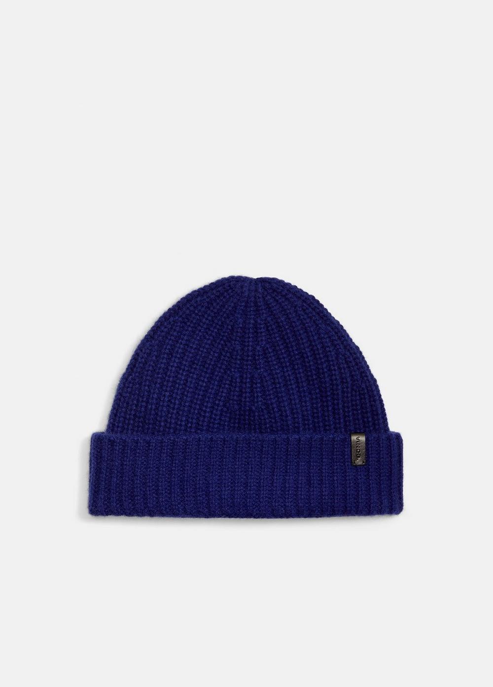 Men's Cashmere Shaker-stitch Beanie, Sapphire Vince