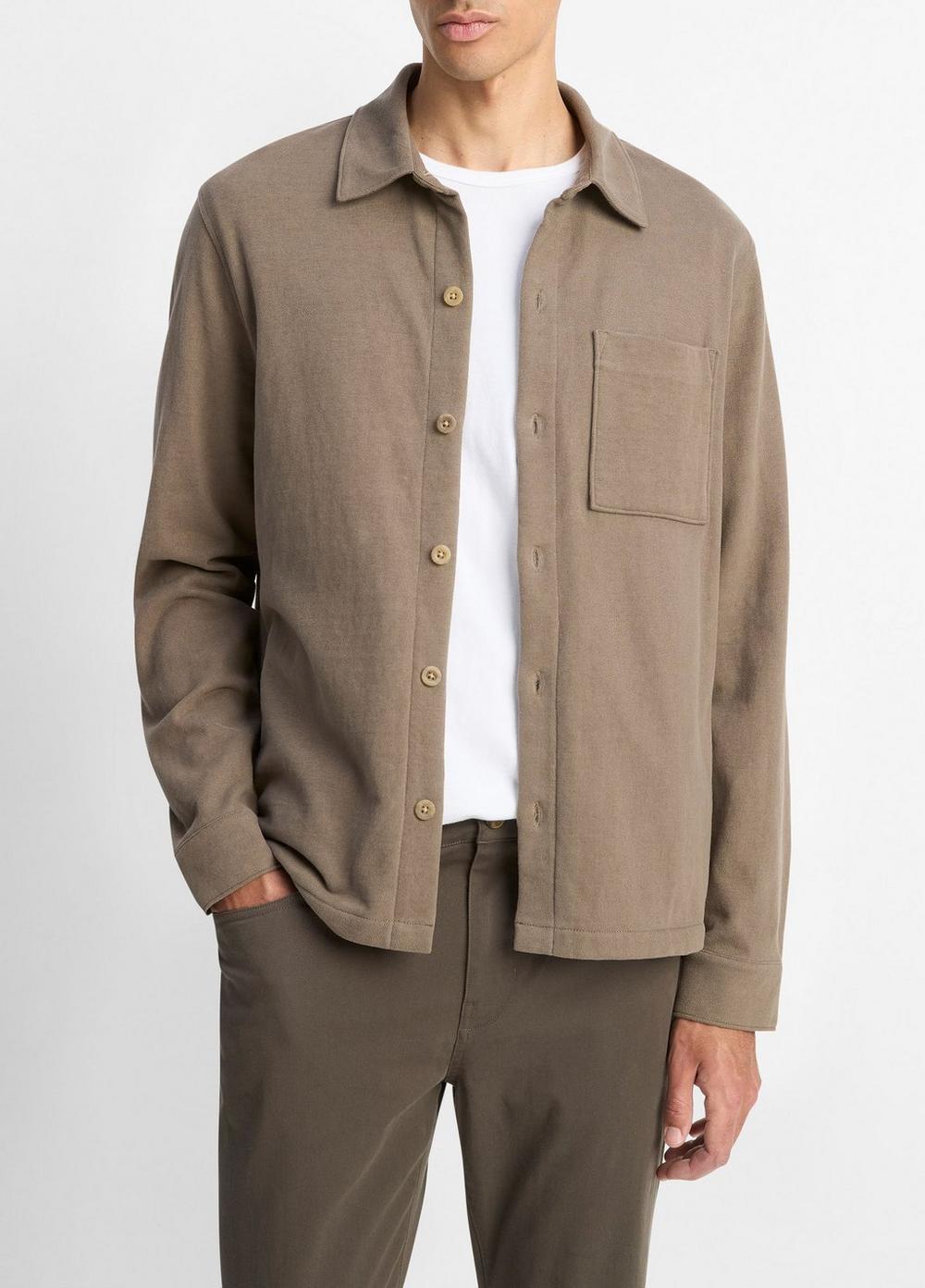 Men's Heavy Sueded Cotton Shirt Jacket, Dome, Size XL Vince