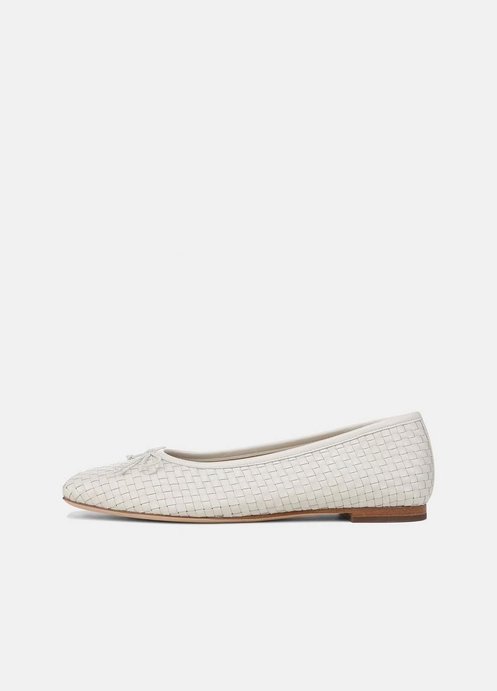 Women's Darla Woven Leather Ballet Flat, Milk, Size 9 Vince