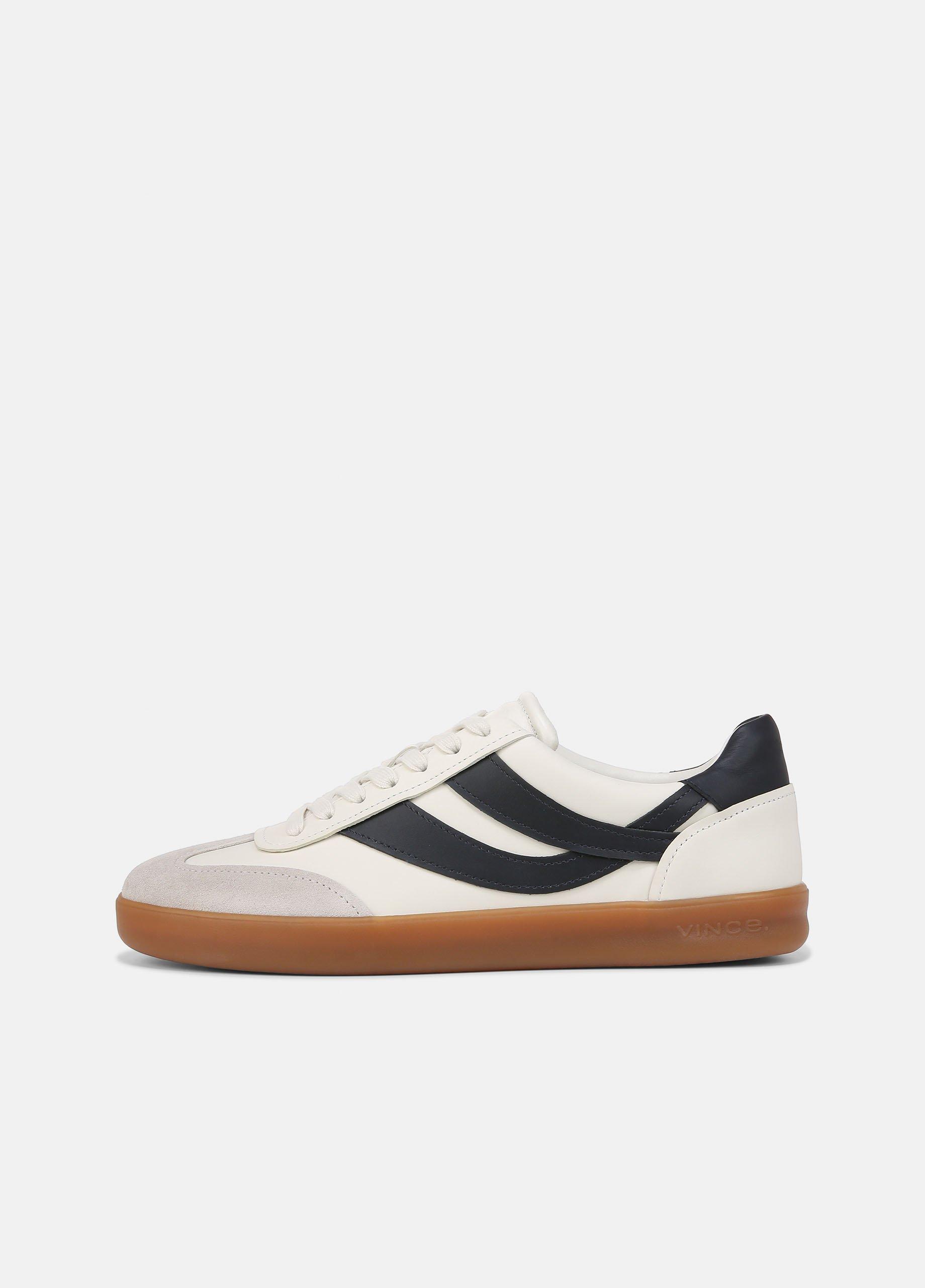 Men's Oasis Leather Sneaker, Milk/night Blue, Size 8 Vince