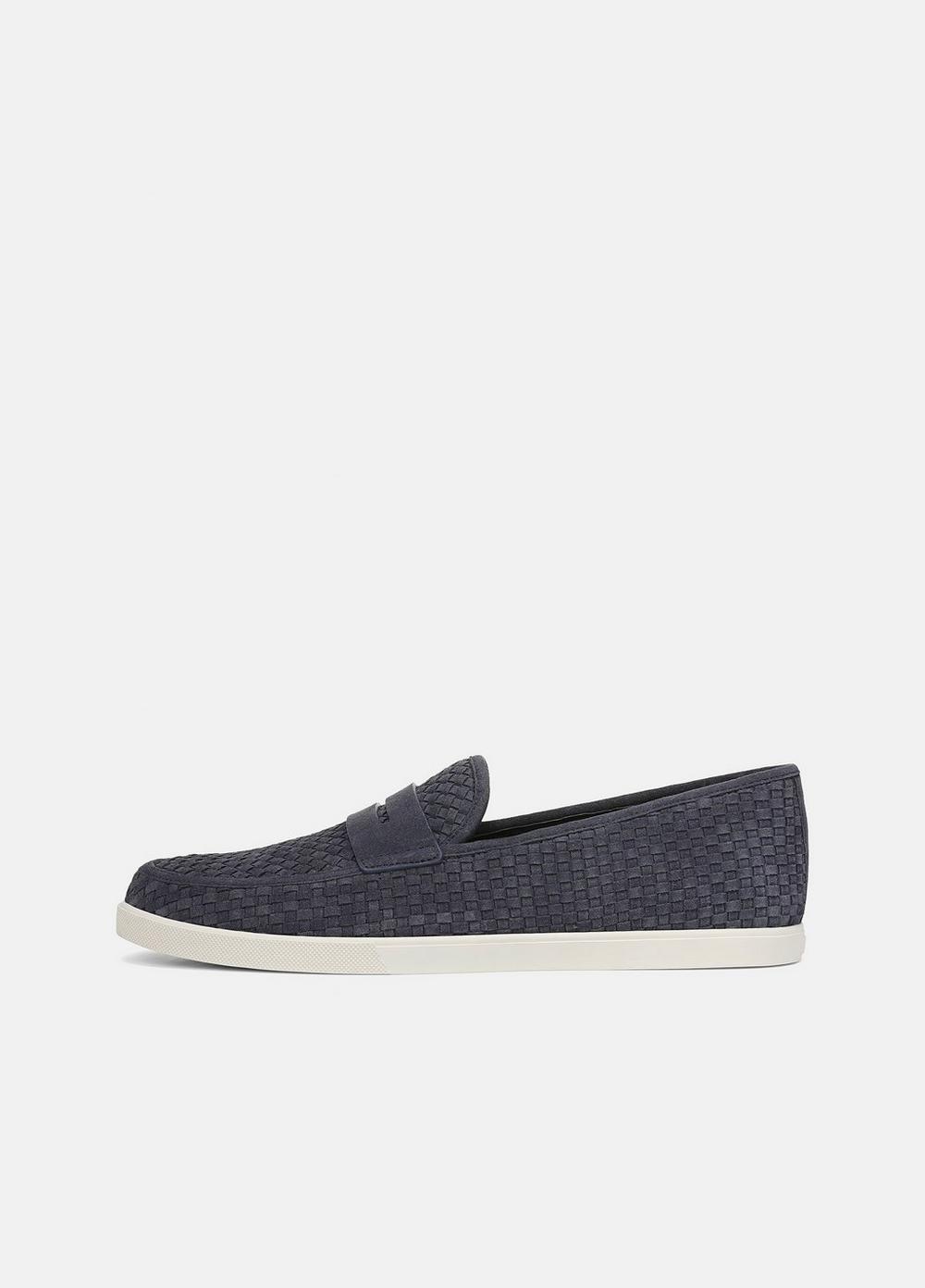 Men's Santino Woven Suede Loafer, Blue Ink, Size 7 Vince