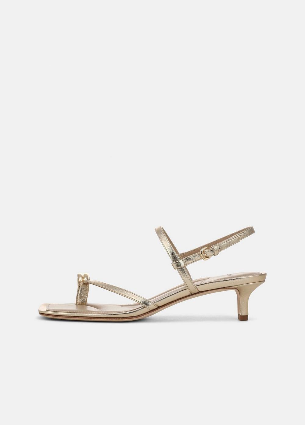 Women's Polli Leather Heeled Toe-ring Sandal, Champagne, Size 6.5 Vince