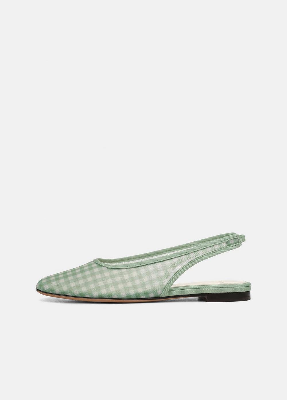 Women's Daphne Gingham Slingback Flat, Pistachio, Size 5.5 Vince