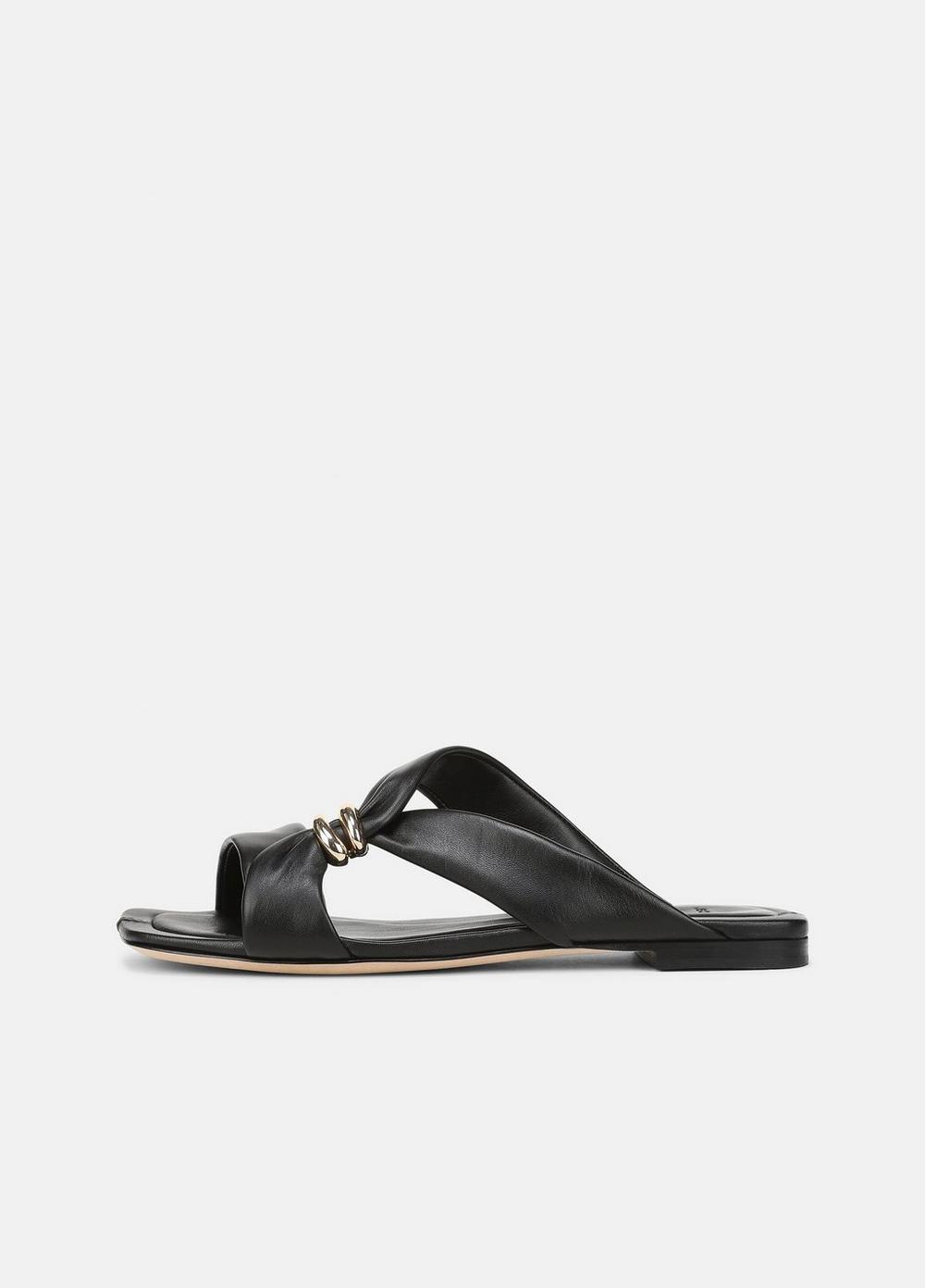 Women's Vilma Leather Slide Sandal, Black, Size 8 Vince