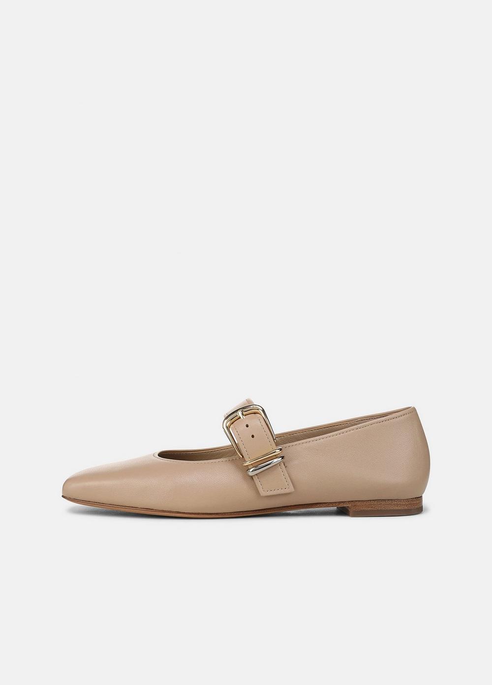 Women's Daniela Leather Mary Jane Flat, Warm Almond, Size 5.5 Vince