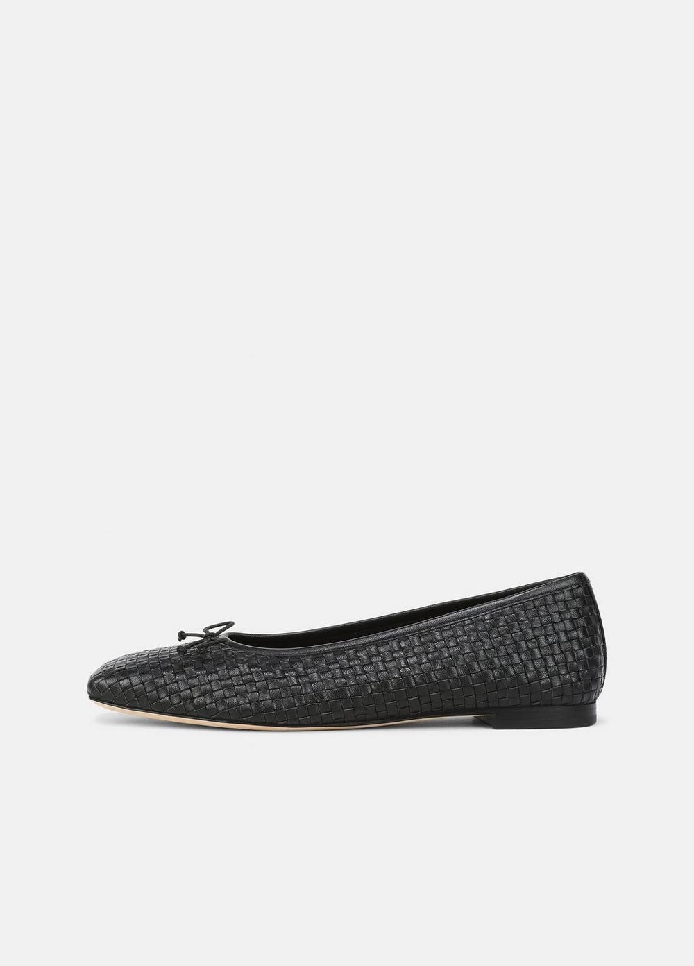 Women's Darla Woven Leather Ballet Flat, Black, Size 7.5 Vince