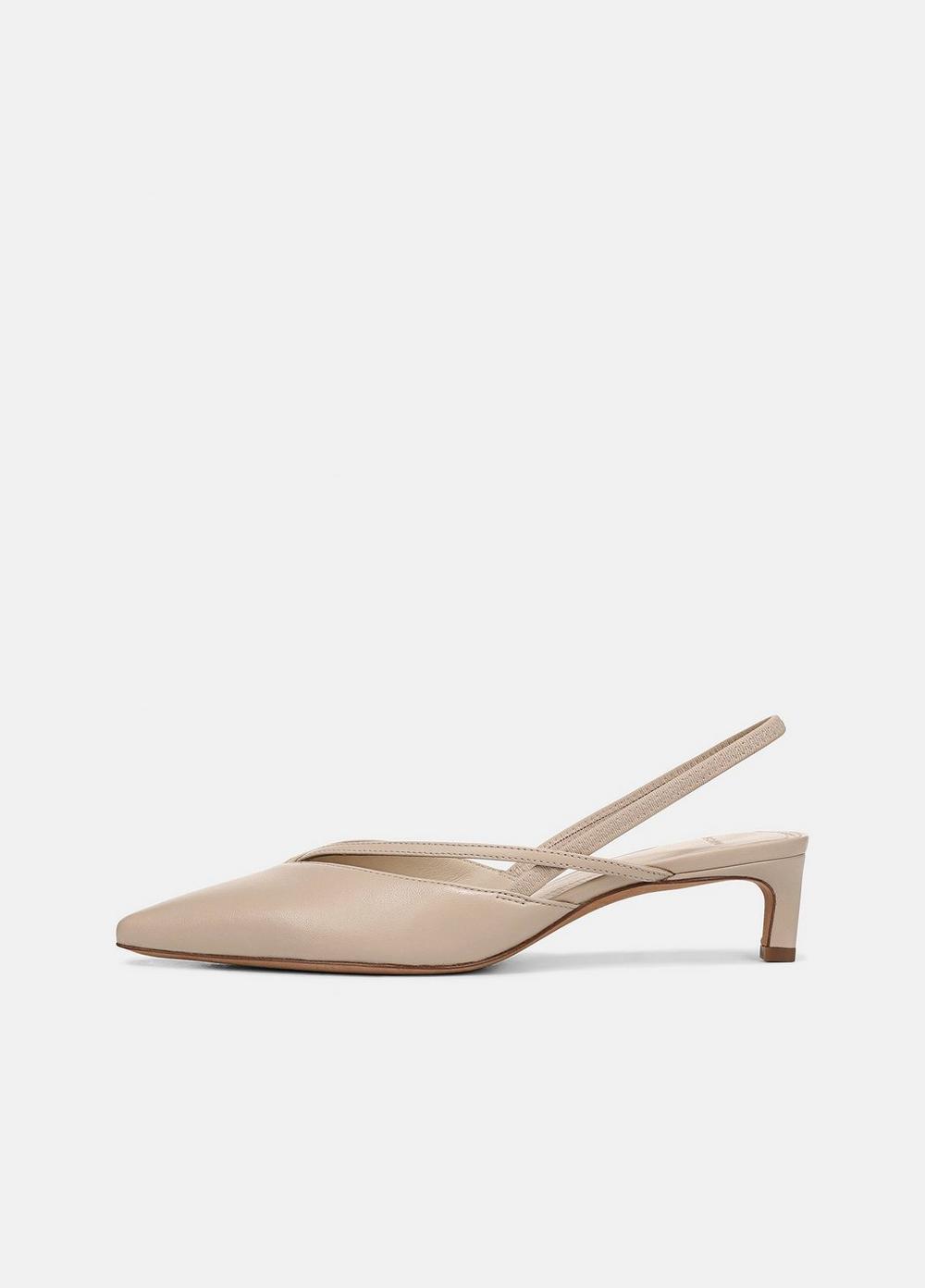Women's Clara Leather Slingback Heel, Birch Sand, Size 11 Vince