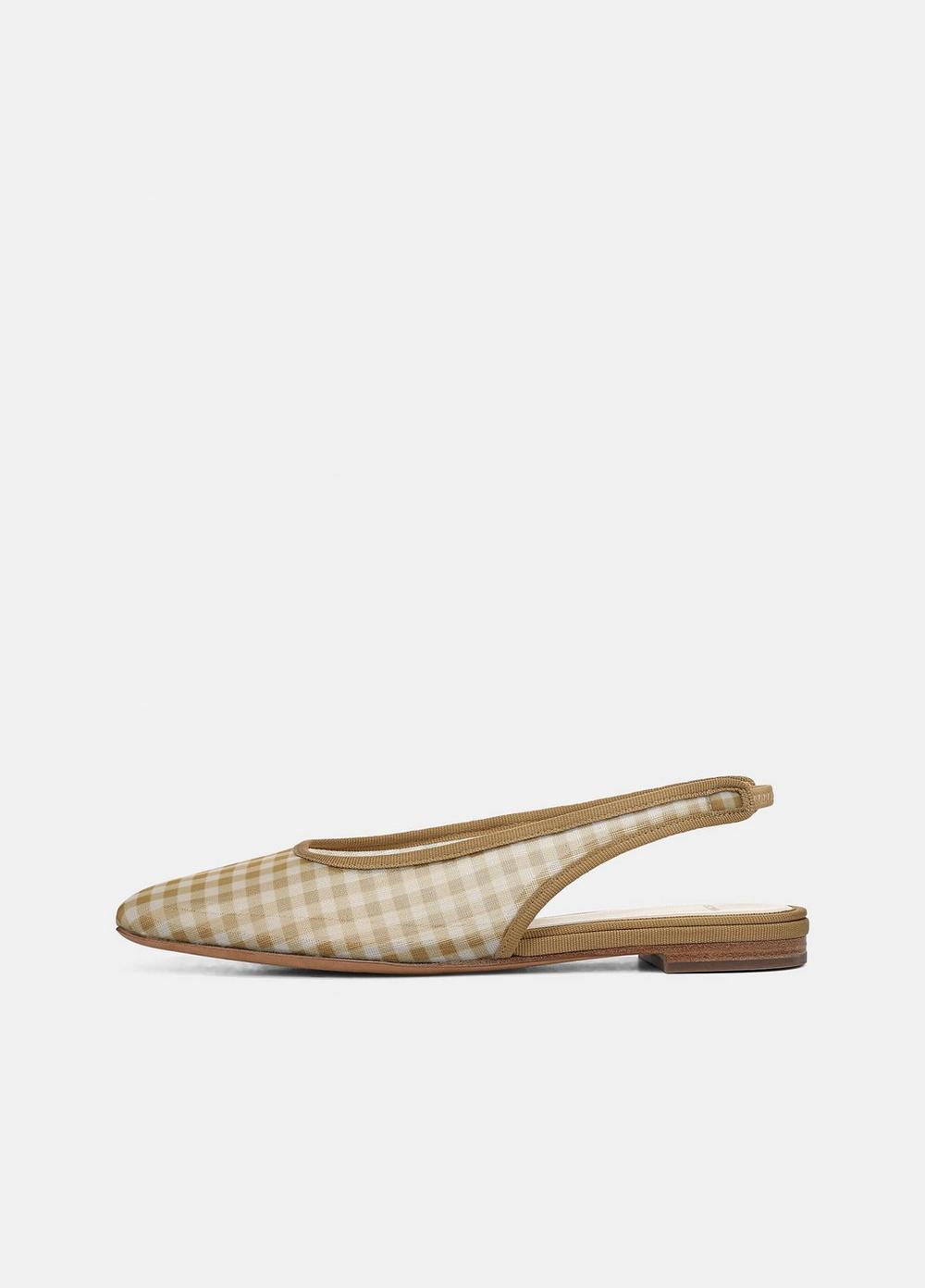 Women's Daphne Gingham Slingback Flat, Desert Sand, Size 8.5 Vince by Vince