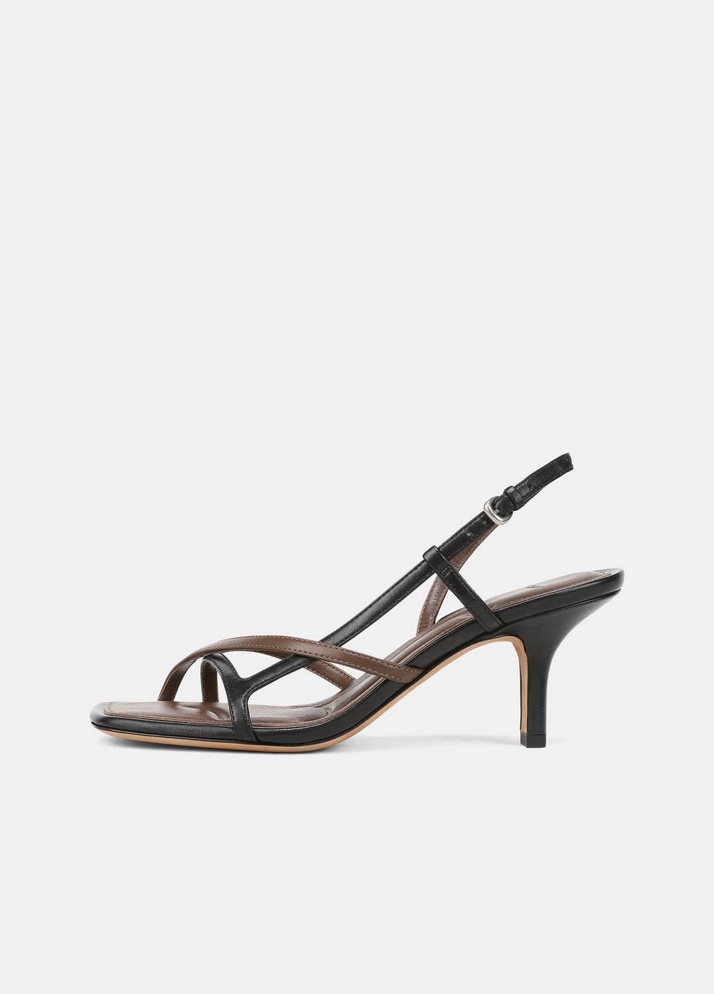 Women's Lillian Leather Slingback Sandal, Black/cedar Brown, Size 8.5 Vince