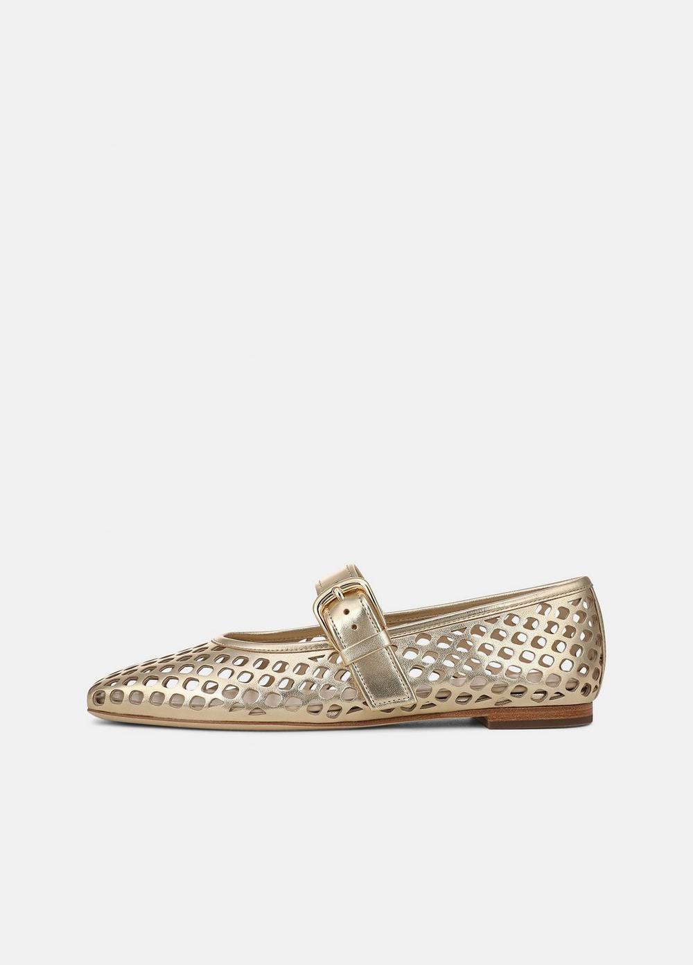 Women's Daniela Perforated Leather Mary Jane Flat, Champagne, Size 5.5 Vince