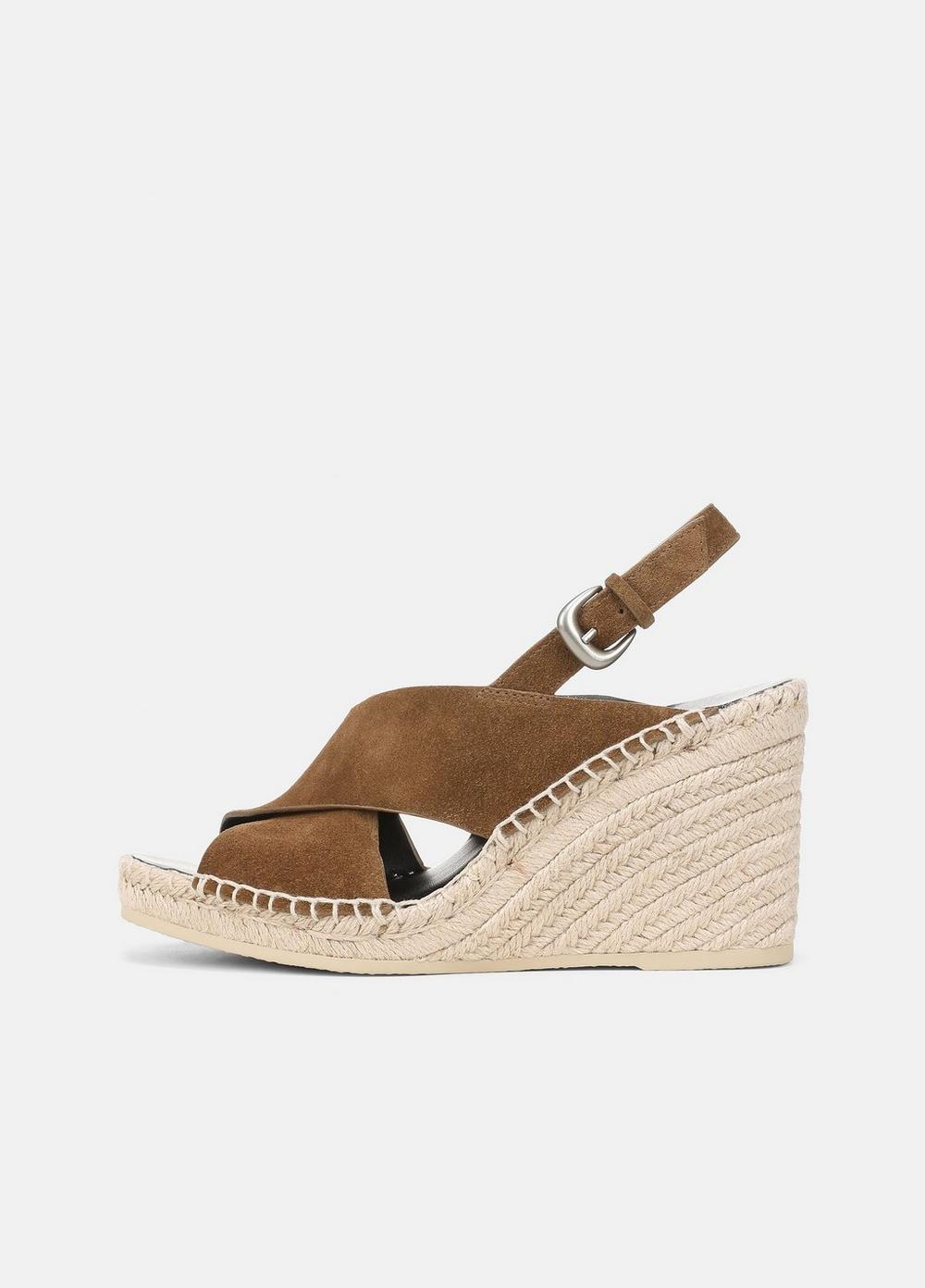 Women's Georgia Suede Espadrille Wedge Sandals, Elm Wood, Size 6.5 Vince