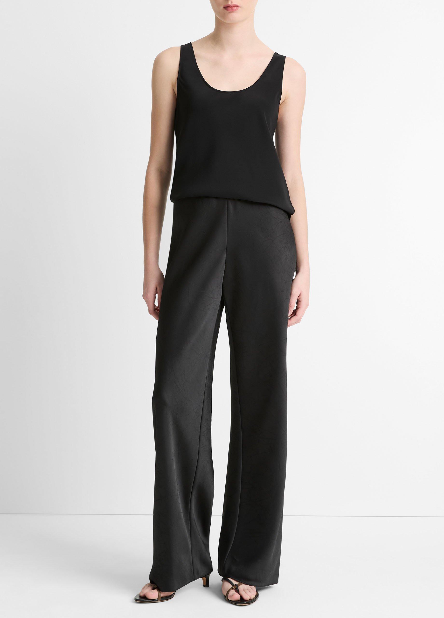 Women's Colette High-Rise Fluid Satin Bias Pant, Black, Size M Vince