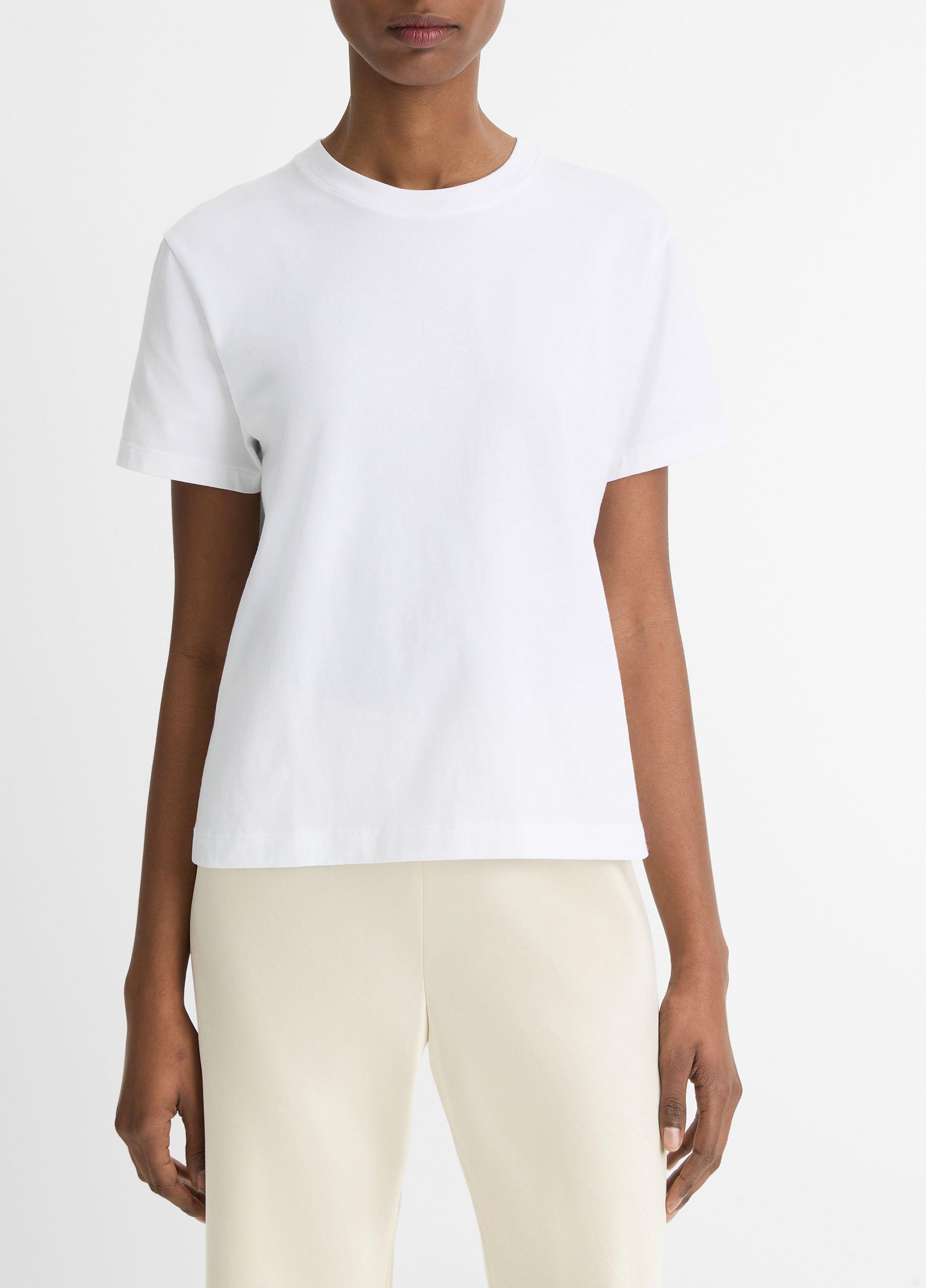 Women's Pima Cotton Crew Neck T-Shirt, Optic White, Size M Vince